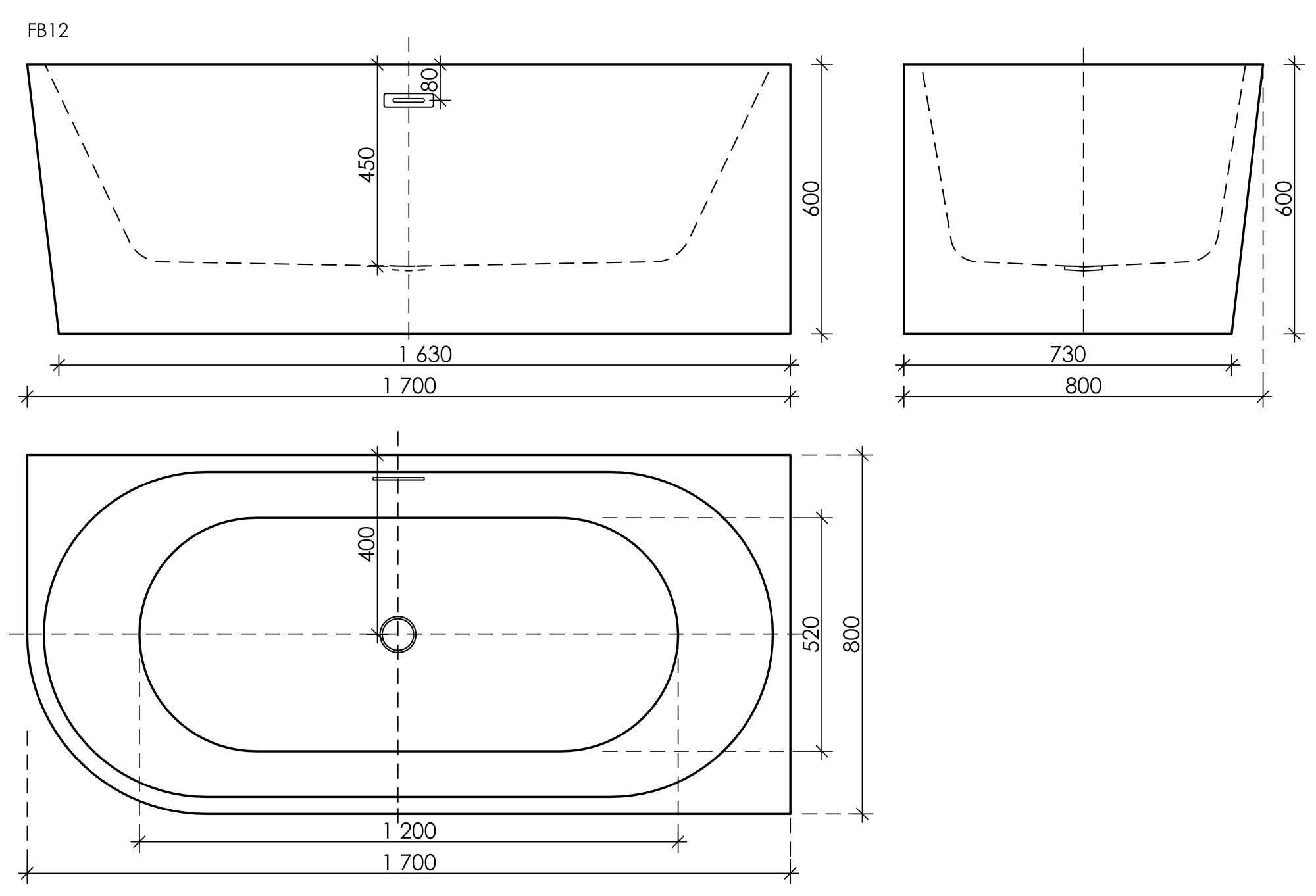 Ванна veneto r  акриловая отдельностоящая пристенная угловая; цвет белый; размер 1700*800*600мм; слив-перелив донный клапан "click-clack" в комплекте, хром арт. fb12 Ванна veneto r  акриловая отдельностоящая пристенная угловая; цвет белый; размер 1700*800*600мм; слив-перелив донный клапан "click-clack" в комплекте, хром арт. fb12