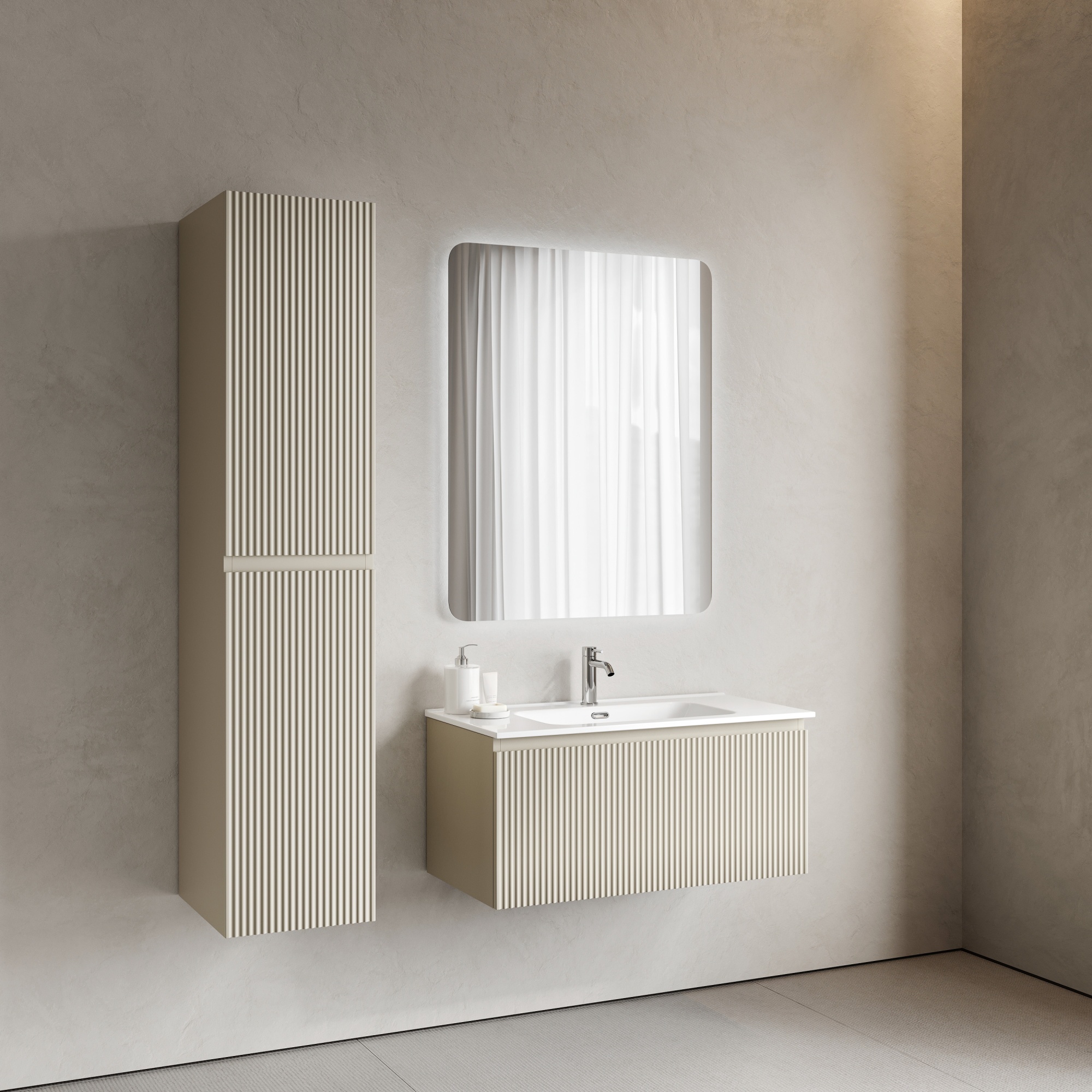 Тумба подвесная SANCOS Snob R 1.0 890х445х406, c одним ящиком оснащенным доводчиками, Beige Soft , арт.SNR1.090CE