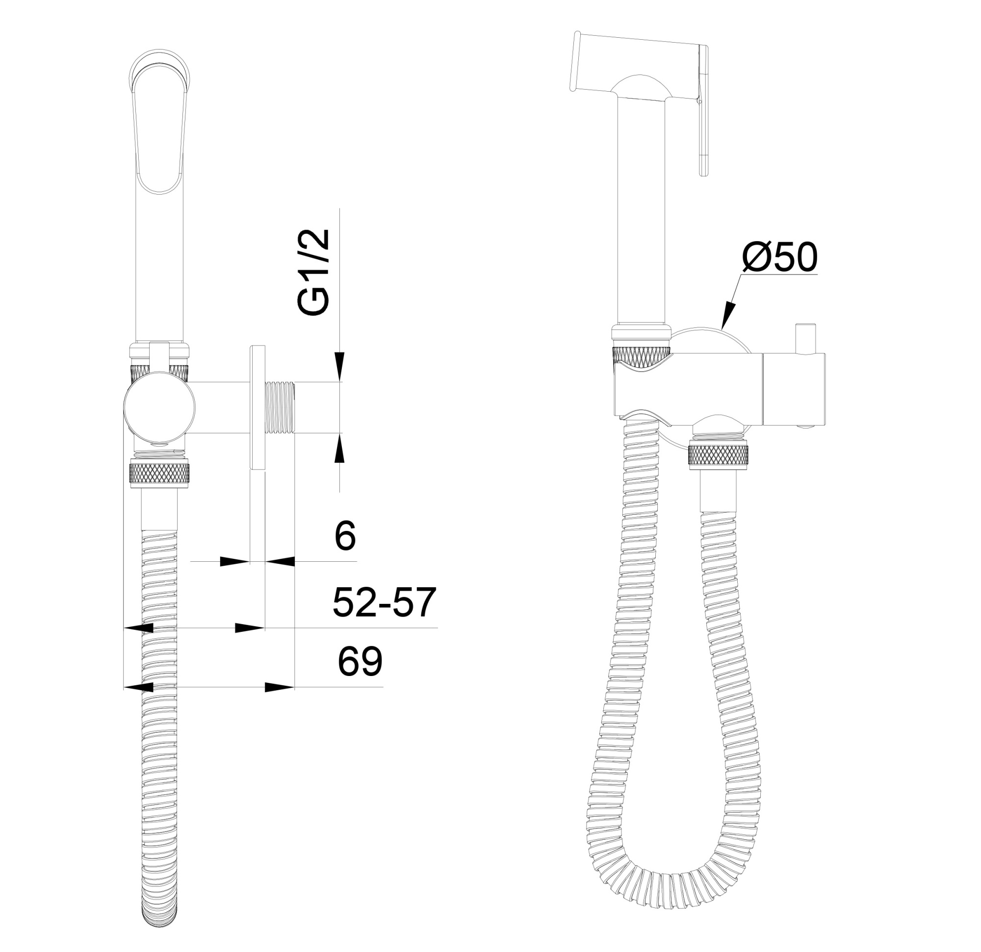 Смеситель с гигиеническим душем встраиваемый wonzon & woghand, брашированное золото (ww-88809903-bg)
