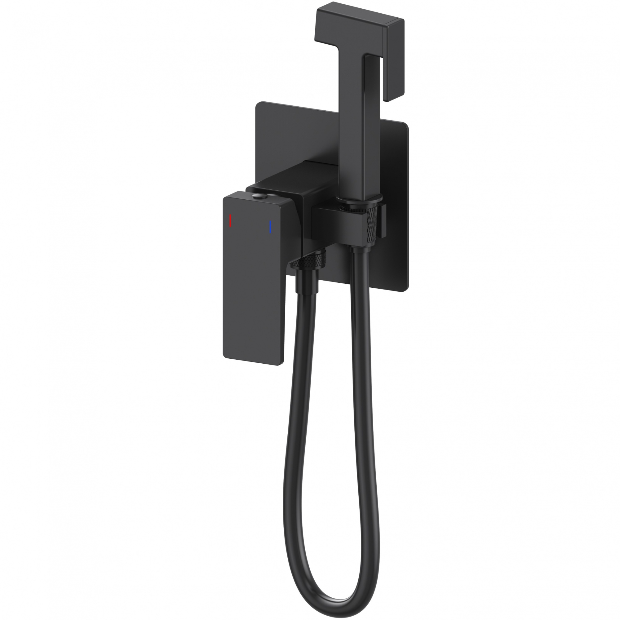 Смеситель с гигиеническим душем встраиваемый wonzon & woghand cube 2.0, черный матовый (ww-88829068-mb)