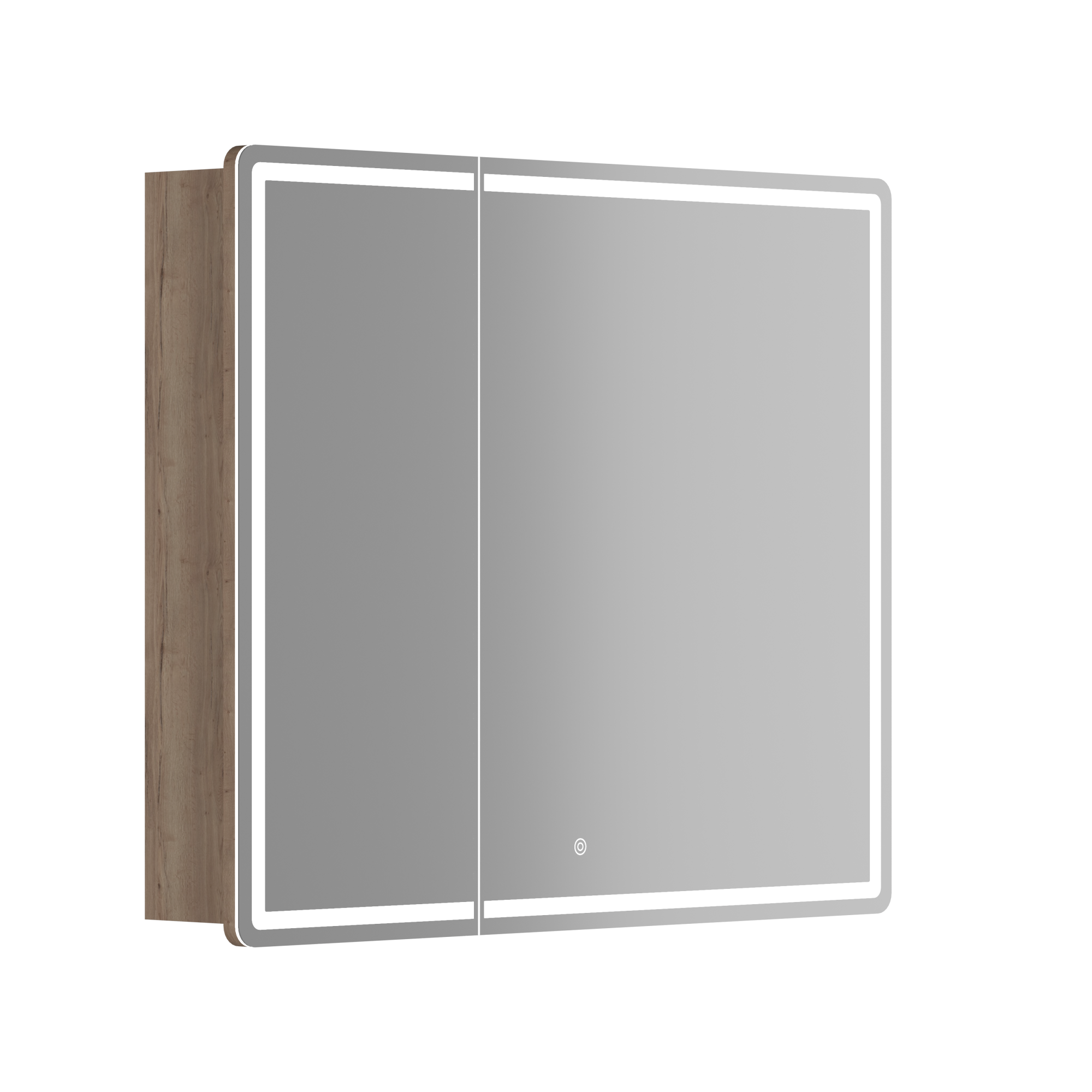 Зеркальный шкаф для ванной комнаты sancos mirror 890x150х740 мм, с led подсветкой, цвет дуб галифакс натуральный, арт. mi90eg