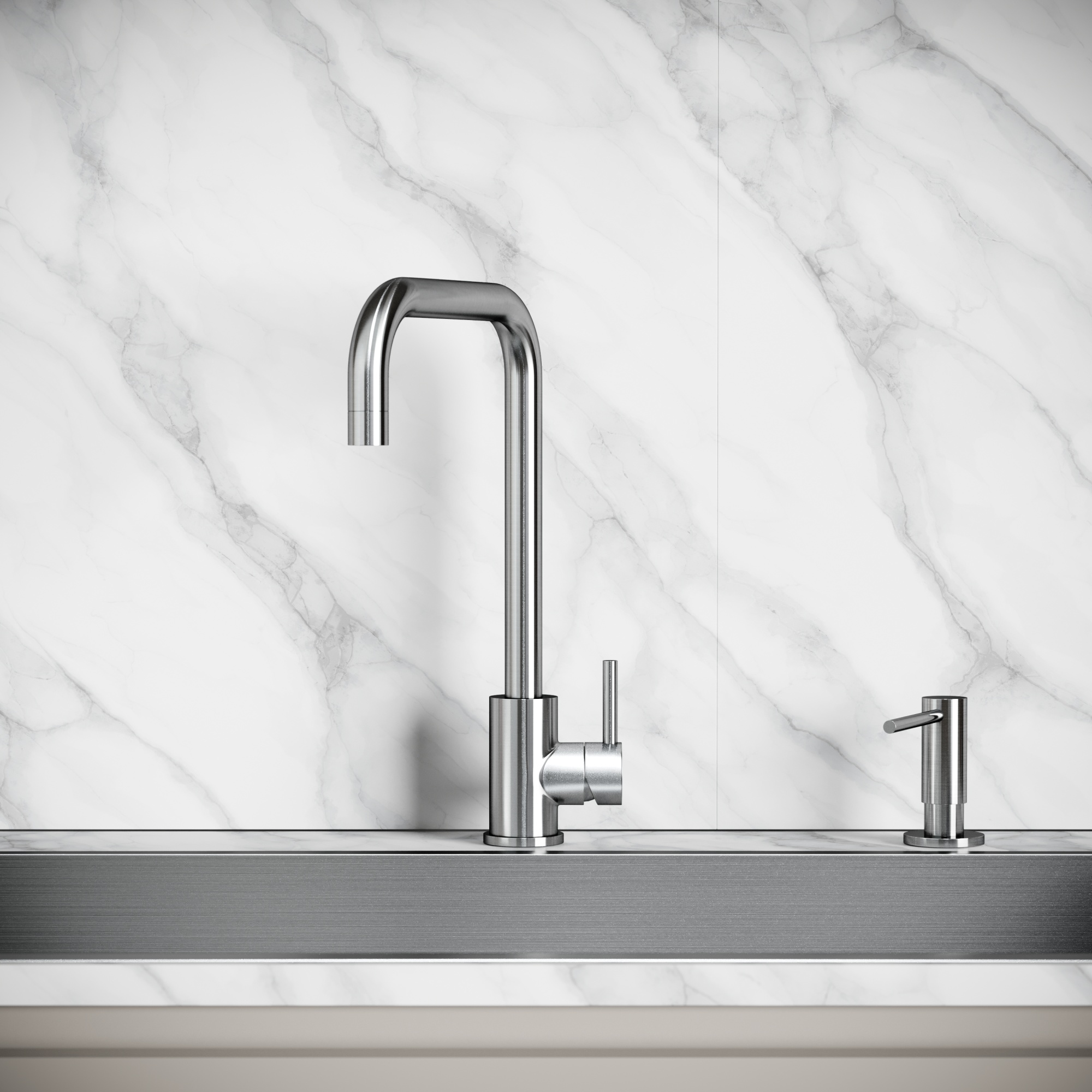 Смеситель для кухни из нержавеющей стали Sancos Stainless, с поворотным Г изливом, арт SC12002SS