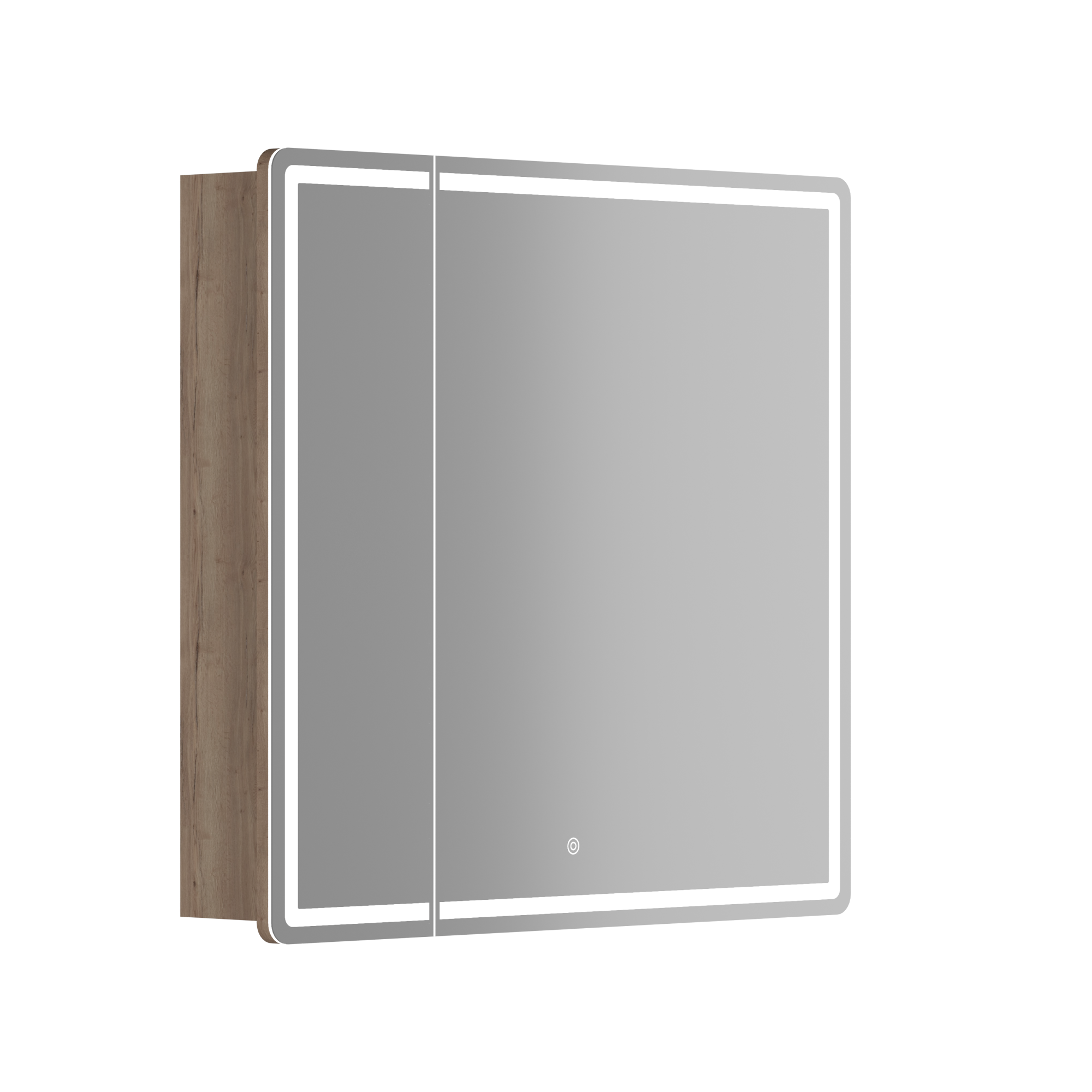 Зеркальный шкаф для ванной комнаты sancos mirror 790x150х740 мм, с led подсветкой, цвет дуб галифакс натуральный, арт. mi80eg