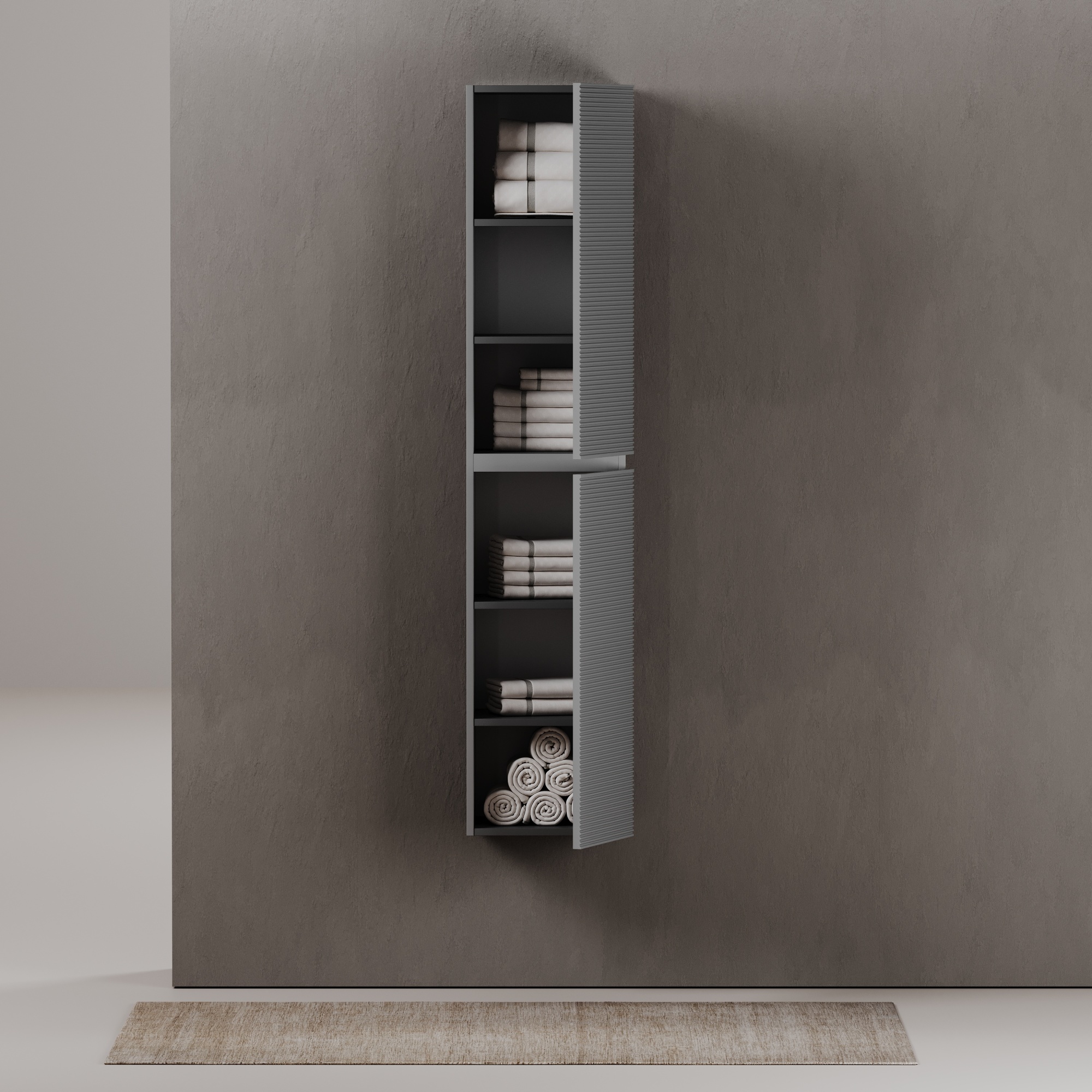 Шкаф-пенал подвесной sancos folk, 350х350х1650 мм, цвет ergraut soft, арт. pfl35es