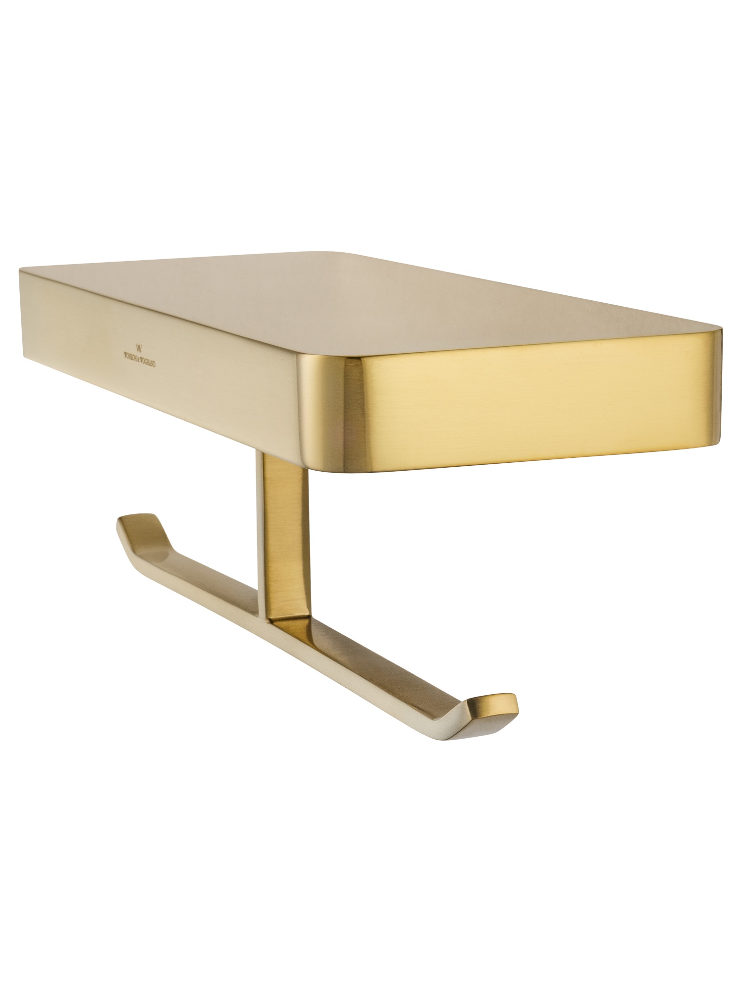 Двойной держатель для туалетной бумаги с полкой wonzon & woghand lotte, брашированное золото (ww-8356-bg)