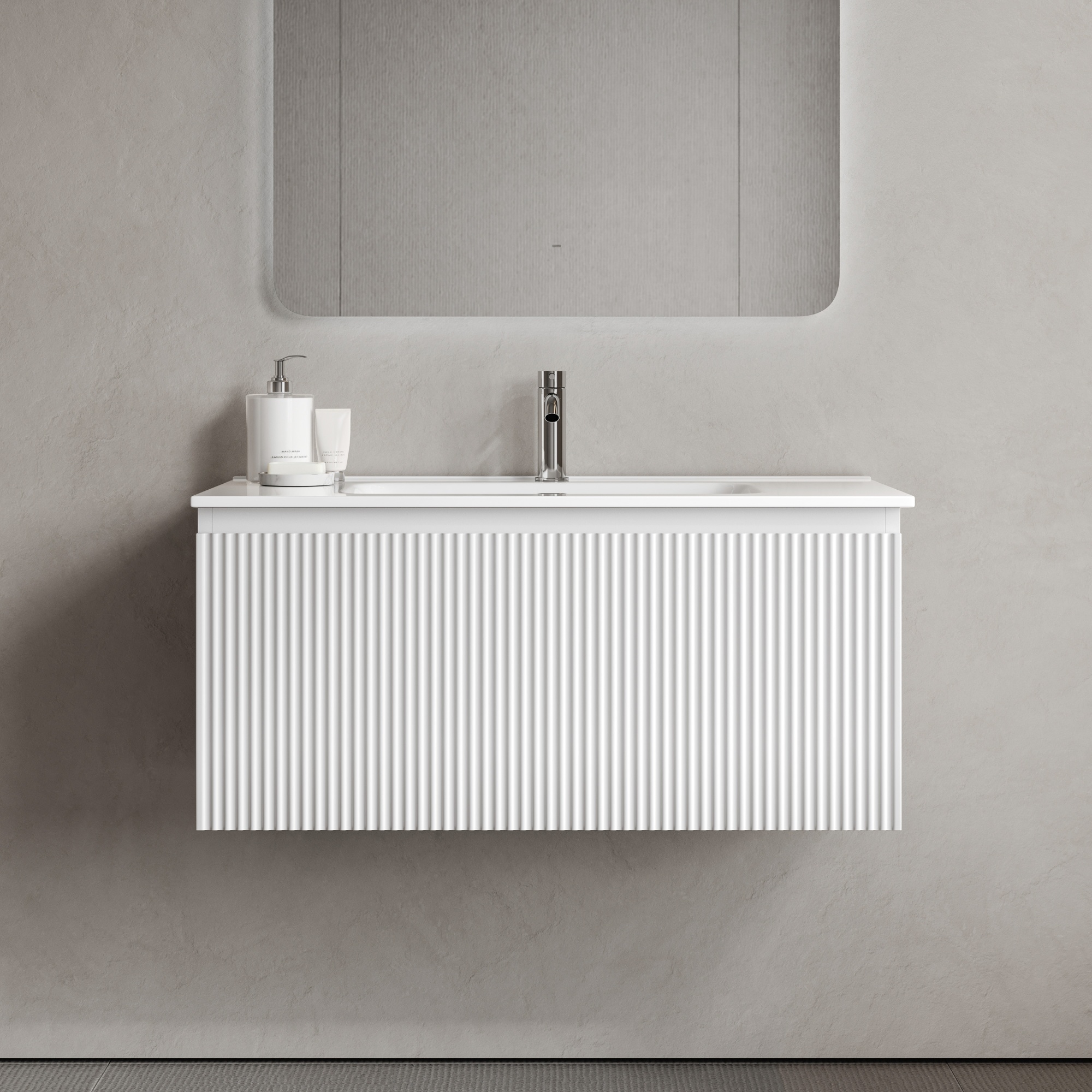 Тумба подвесная SANCOS Snob R 1.0 890х445х406, c одним ящиком оснащенным доводчиками, Bianco , арт.SNR1.090W