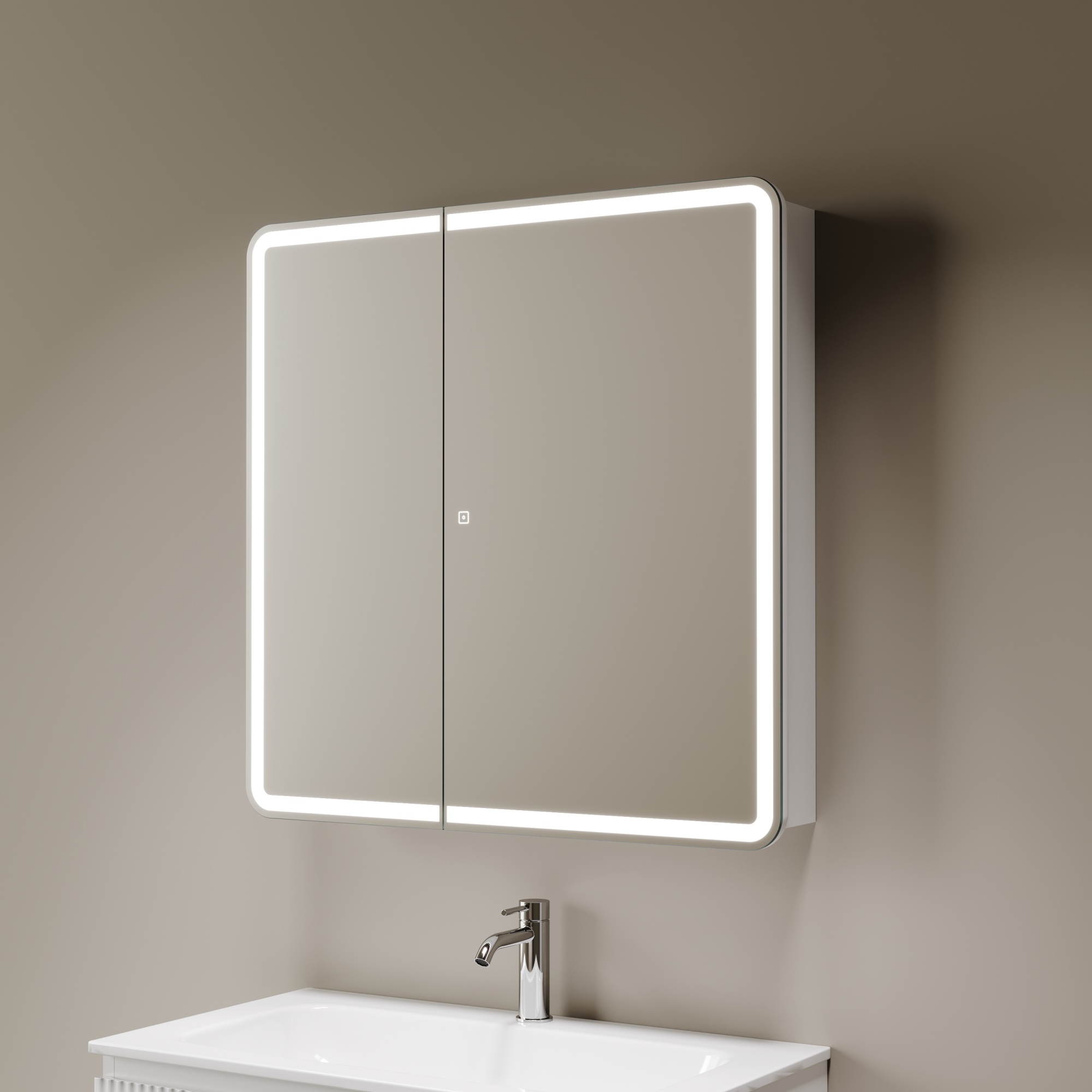 Зеркальный шкаф для ванной комнаты SANCOS Diva 800х149х800, с подсветкой, арт.DIV800