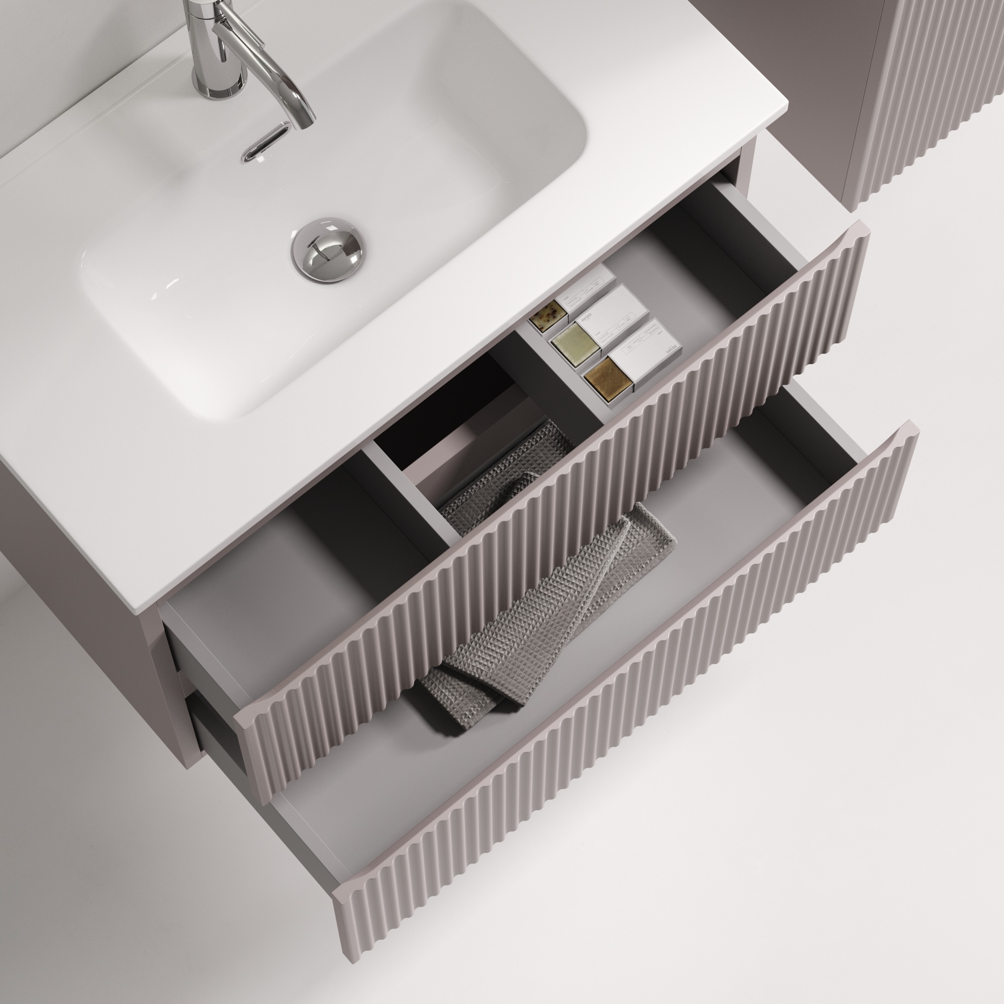 Тумба подвесная SANCOS Snob R 690х390х500, c двумя ящиками оснащенными доводчиками, Doha Soft, арт.SNR70/39SM