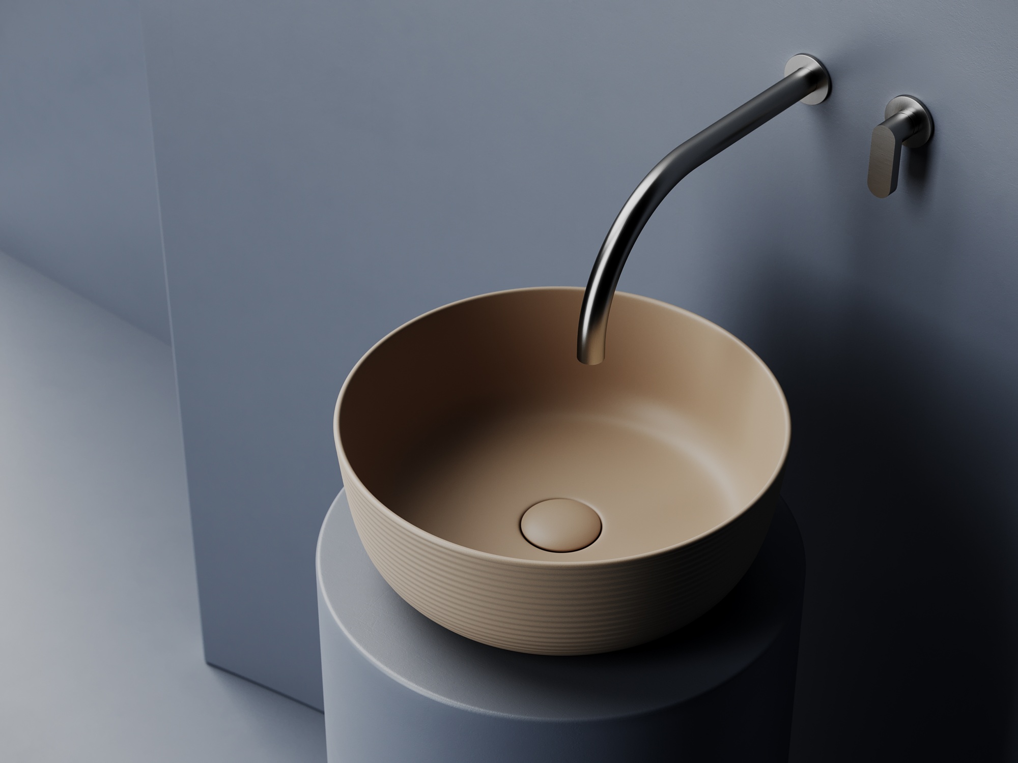 Раковина накладная круглая 356x356x135, цвет капучино матовый Раковина накладная круглая 356x356x135, цвет капучино матовый