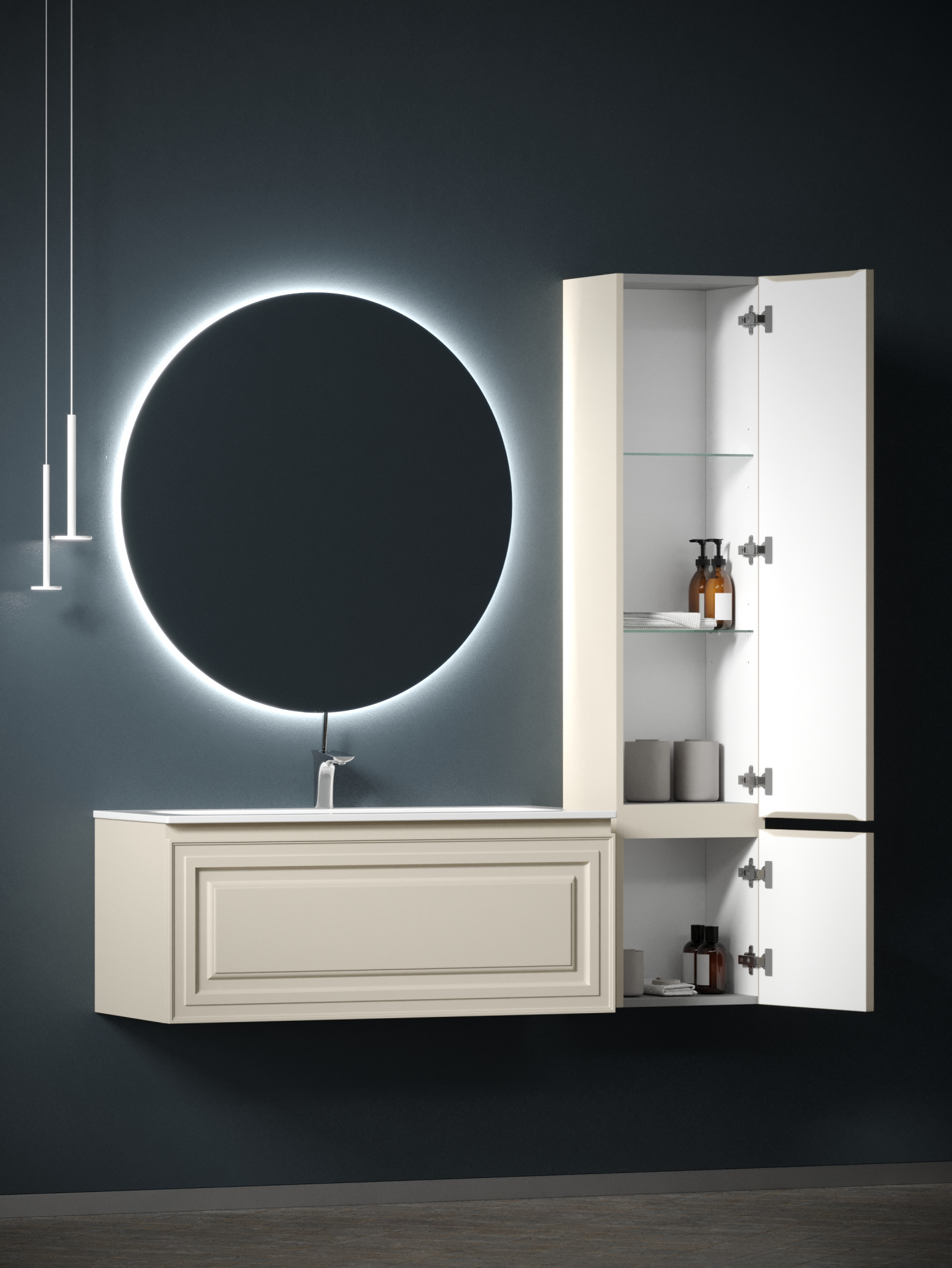 Шкаф-пенал sancos very подвесной правый,  beige soft , 350х300х1600 мм, арт. pvr35rce