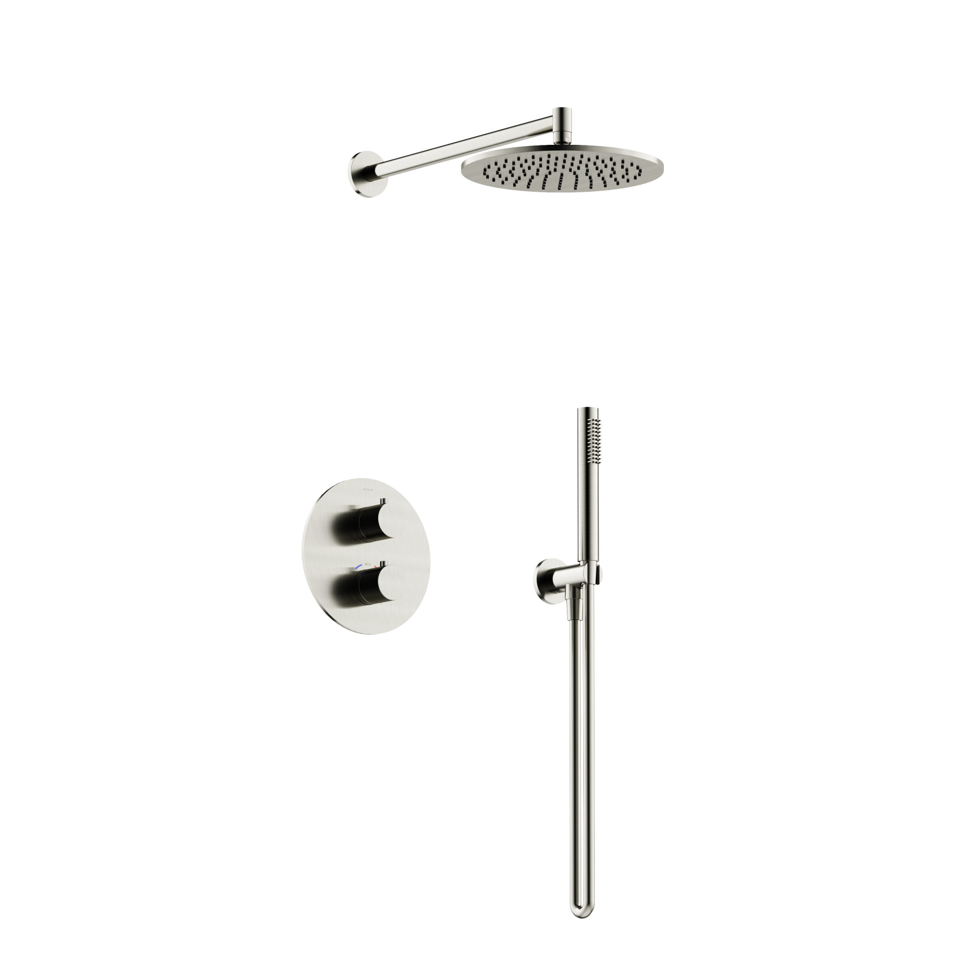 Душевой комплект с термостатом SANCOS Etna, с внутренней частью, брашированный никель, PVD покрытие, арт. SC9010BN Душевой комплект с термостатом SANCOS Etna, с внутренней частью, брашированный никель, PVD покрытие, арт. SC9010BN