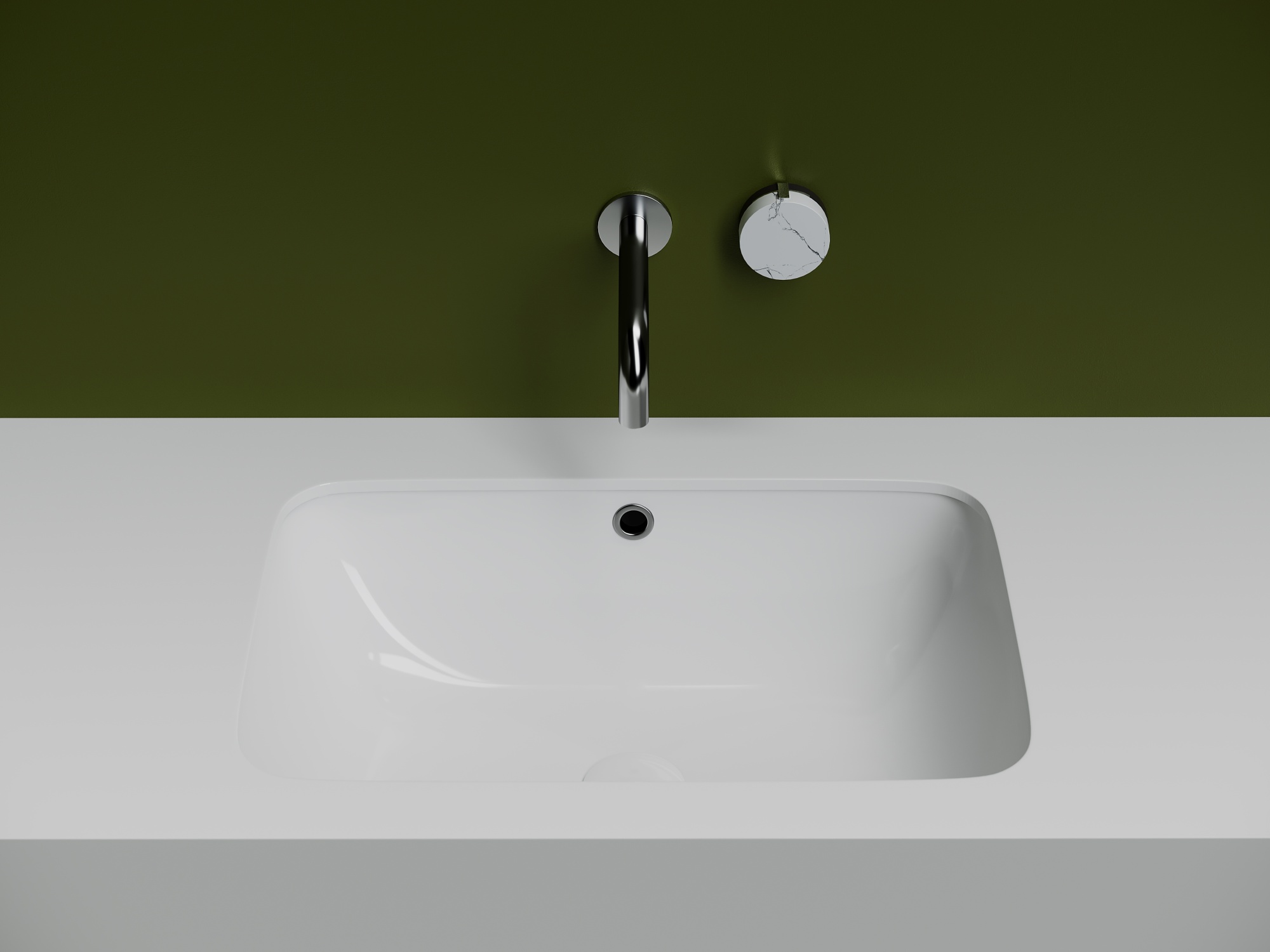 Раковина встраиваемая снизу 540x360x190 с отверстием слива перелива цвет белый cn7018