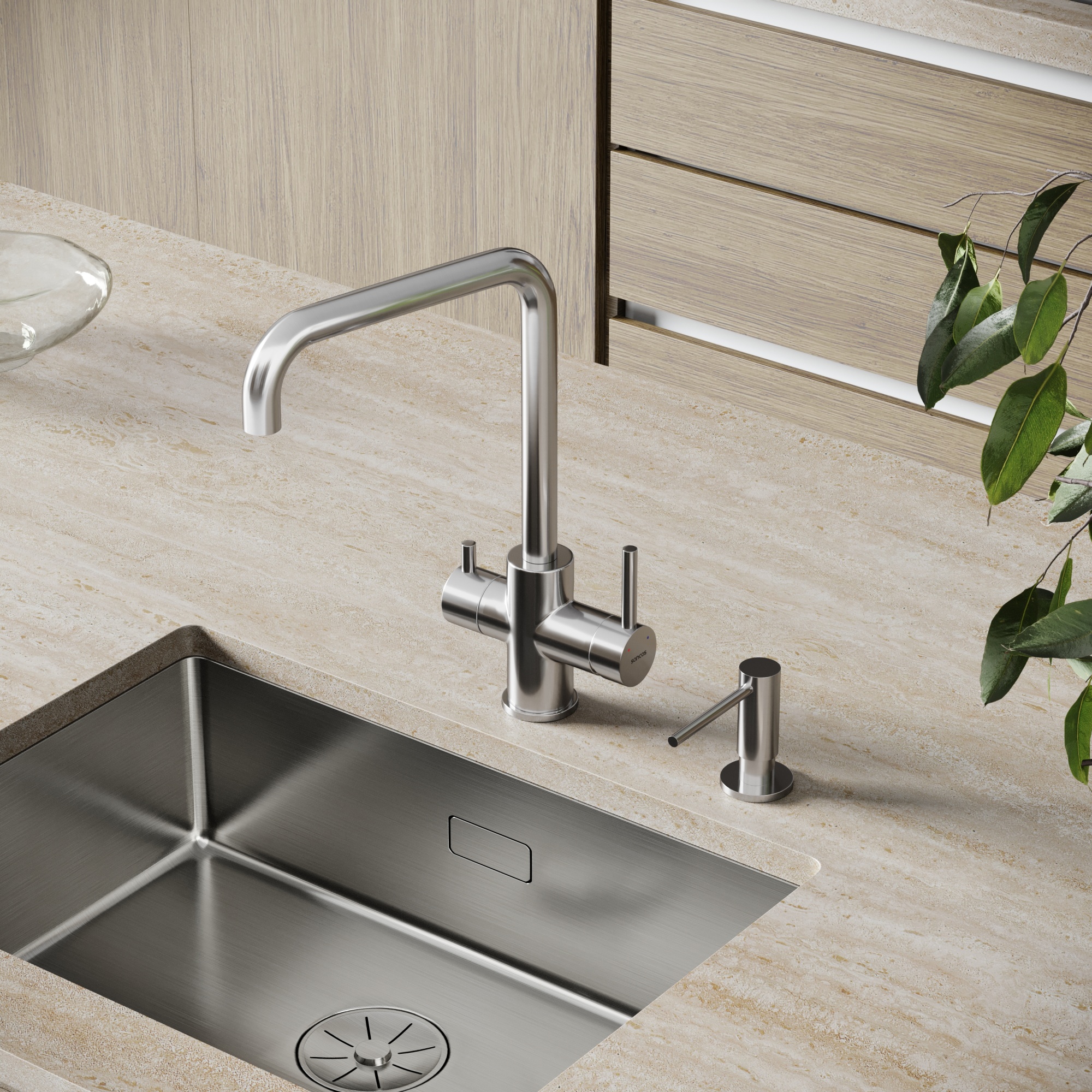 Смеситель для кухни SANCOS Vela с возможностью подключения фильтра для воды, цвет брашированный никель, арт. SC4013BN