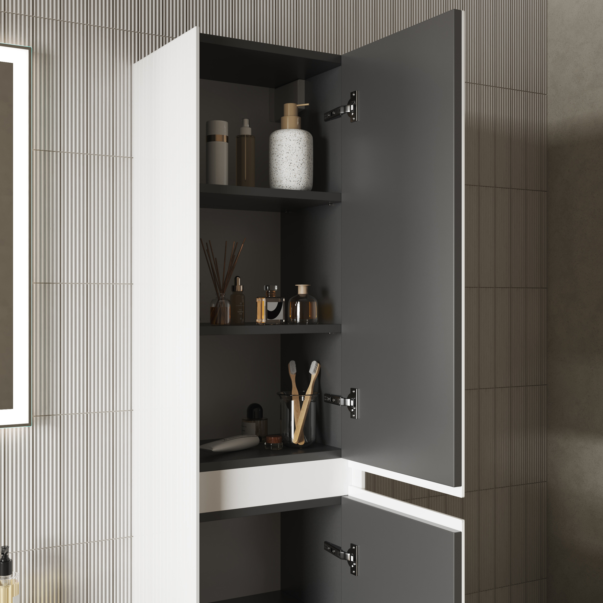 Шкаф-пенал sancos cento подвесной белый глянец, 350х300х1600 мм, , арт. pcn35w