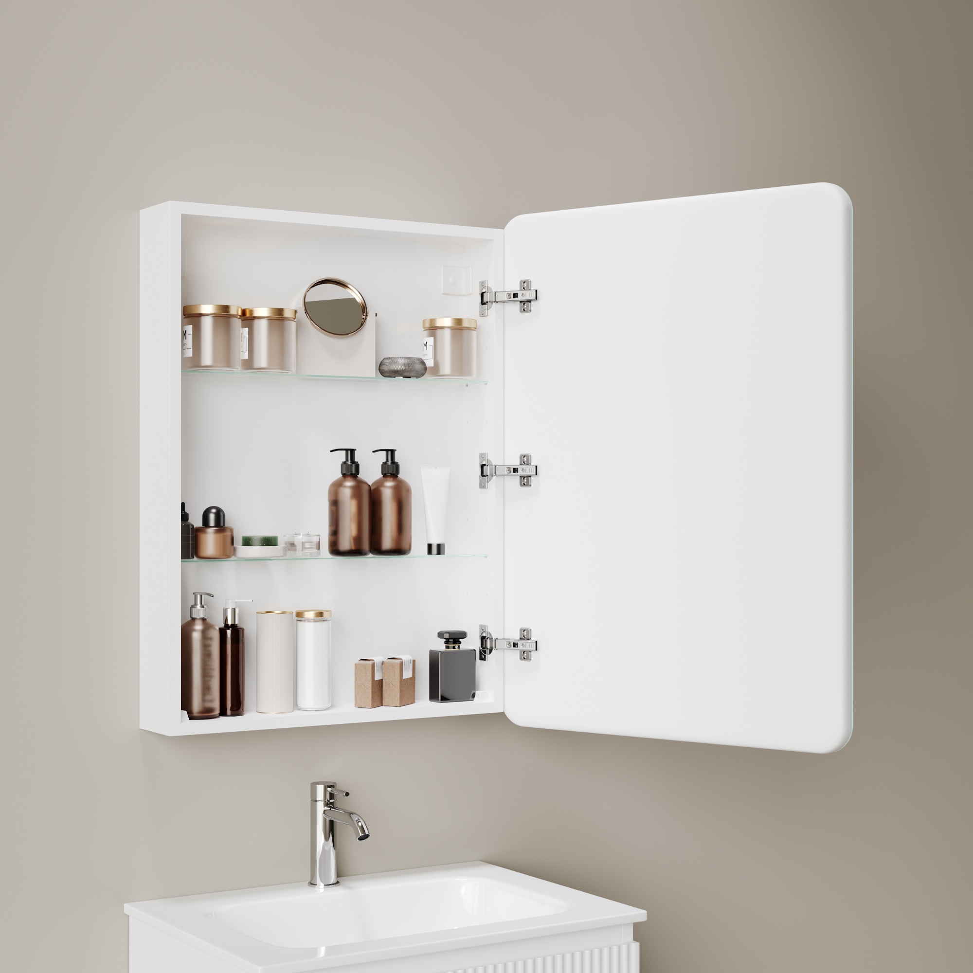 Зеркальный шкаф для ванной комнаты SANCOS Diva 600х149х800, с подсветкой, арт.DIV600