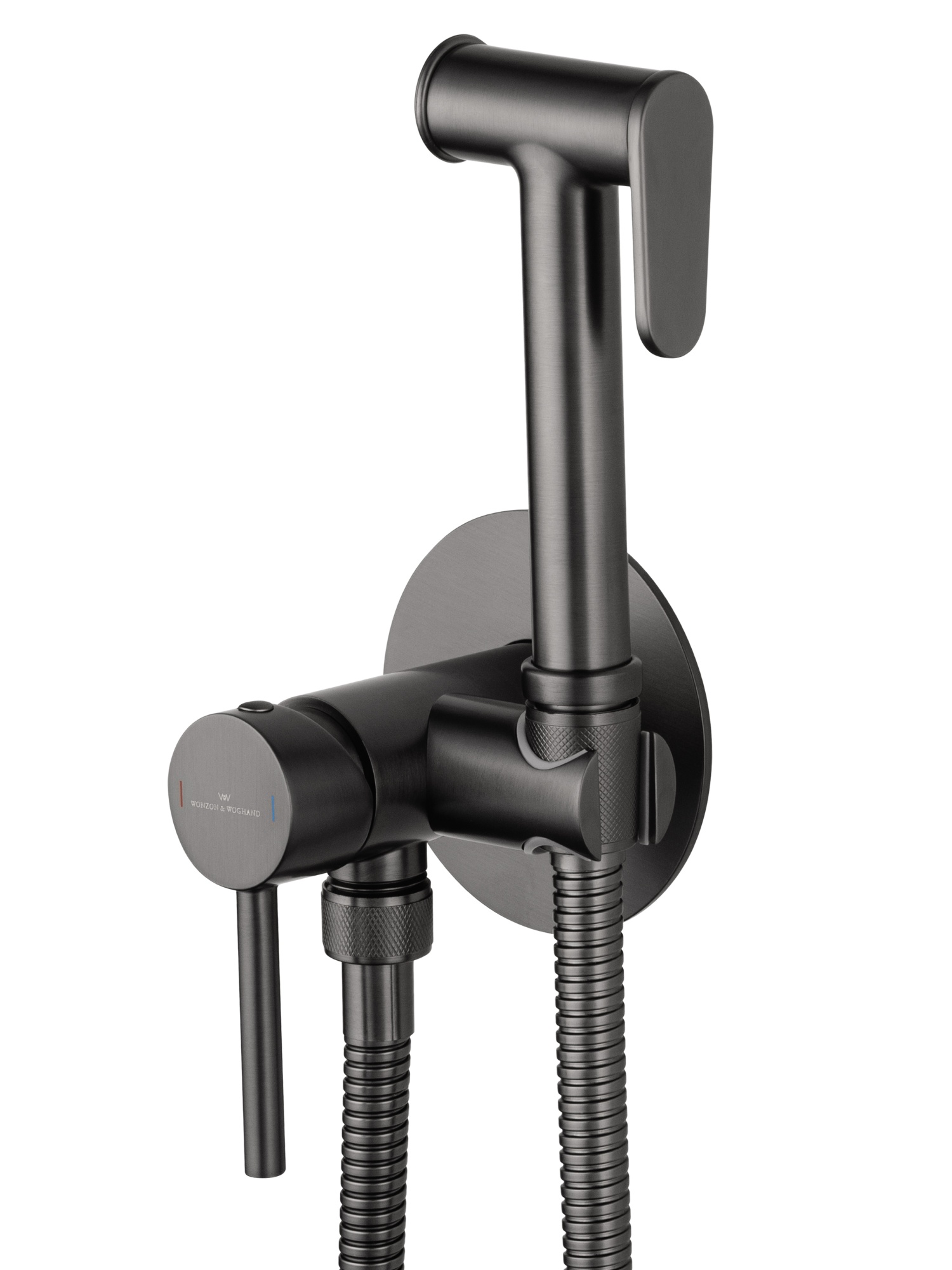 Смеситель с гигиеническим душем встраиваемый wonzon & woghand stick, темный графит (ww- 88829902-bgm)