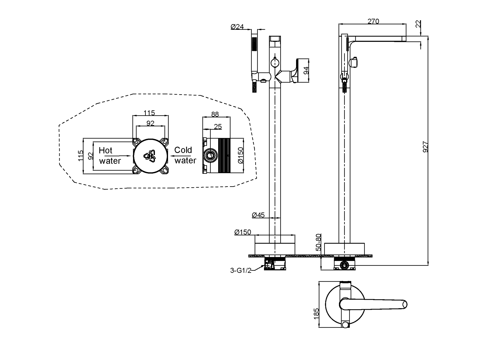 Смеситель напольный spectre nickel brush