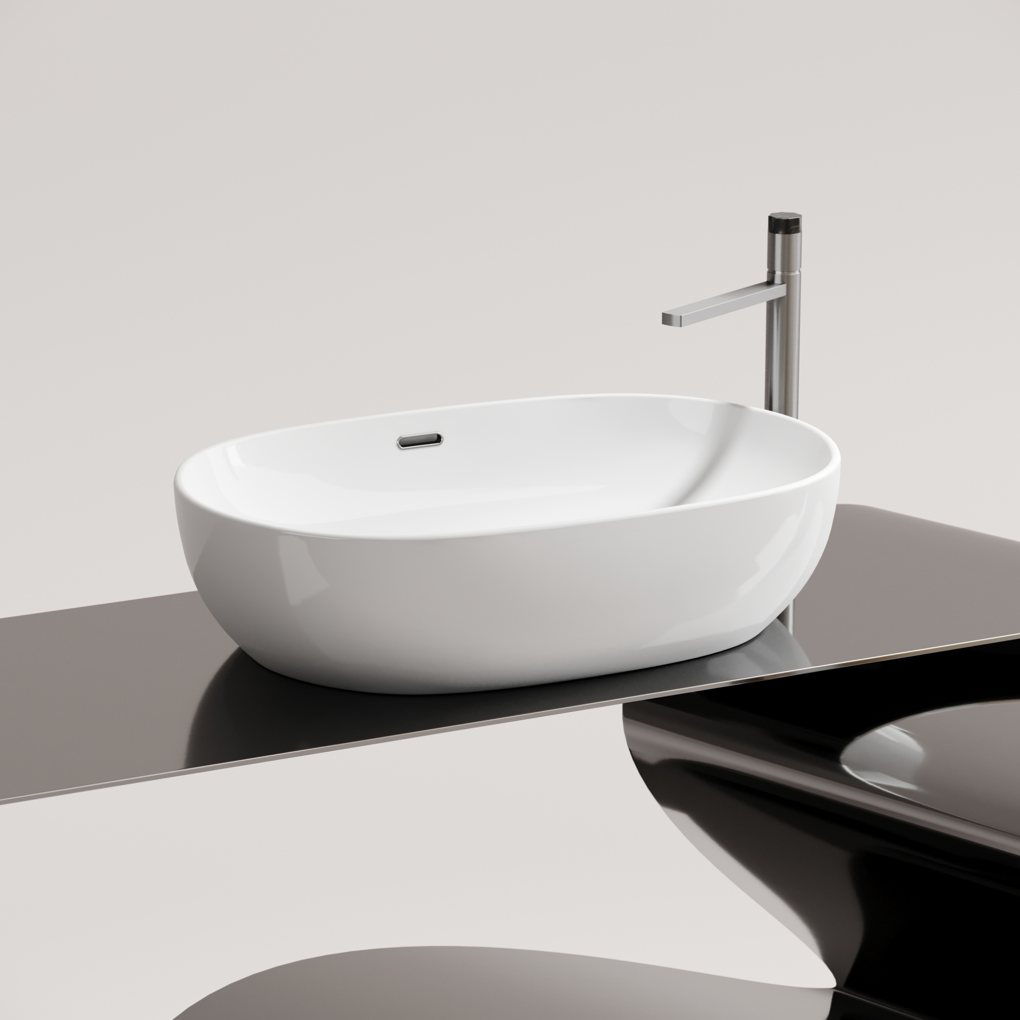 Умывальник чаша накладная овальная со сливом переливом element 610x420x155мм