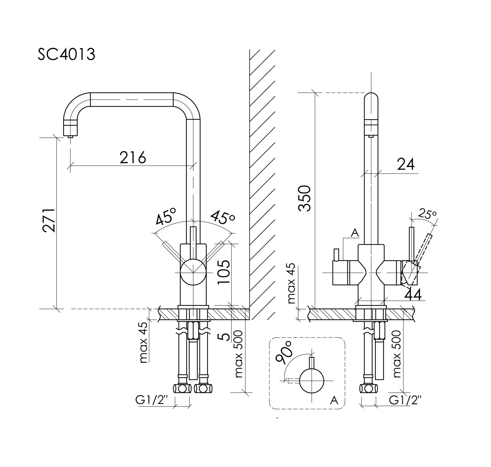 Смеситель для кухни SANCOS Vela с возможностью подключения фильтра для воды, брашированное золото, арт. SC4013BG