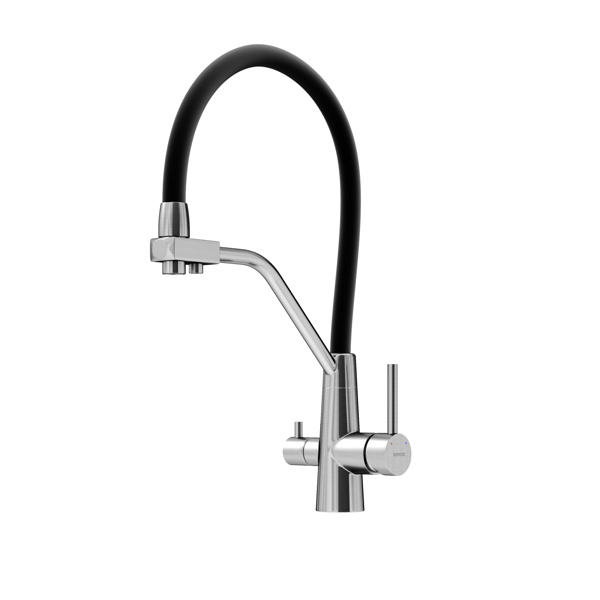 Смеситель дл кухни из нержавеющей стали Sancos Nolia, с крановм для фильтра и гибким изливом, арт. SC12003SS