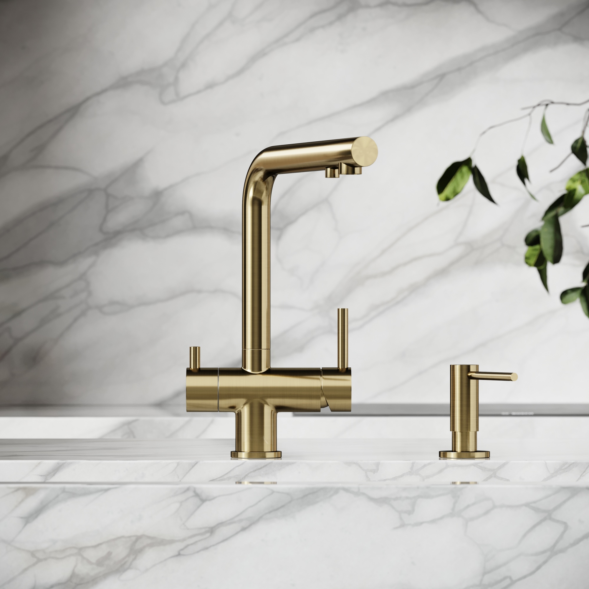 Смеситель для кухни SANCOS Foster с возможностью подключения фильтра для воды, брашированное золото, арт. SC4014BG