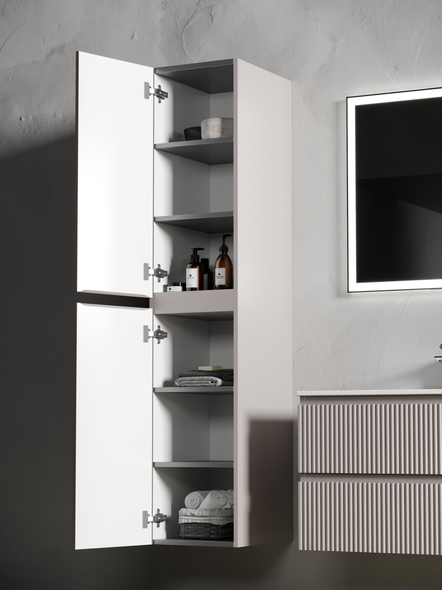 Шкаф-пенал sancos snob r подвесной doha soft, 350х350х1650 мм, арт. psnr35sm