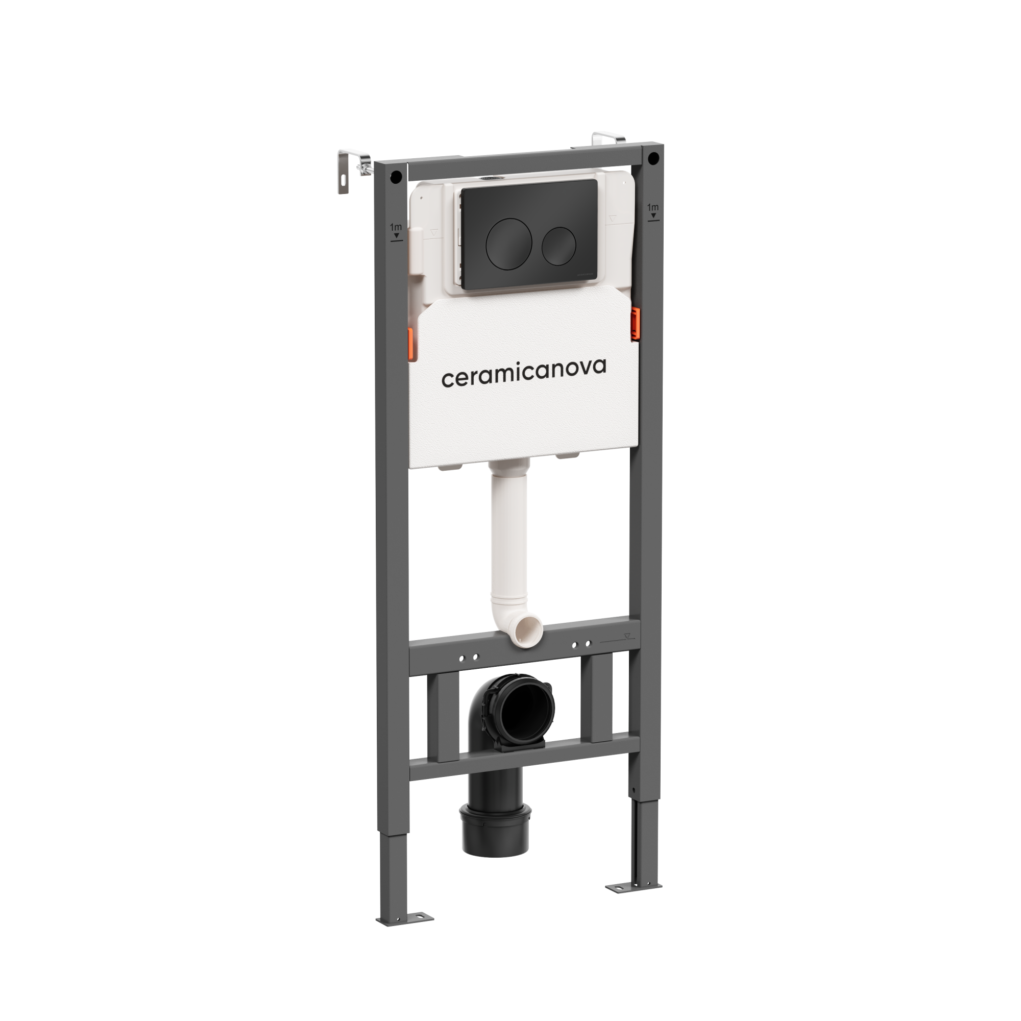 Система инсталляции для унитазов ceramicanova balance с кнопкой смыва circle, цвет черный матовый, с креплениями, арт.cn121001mb