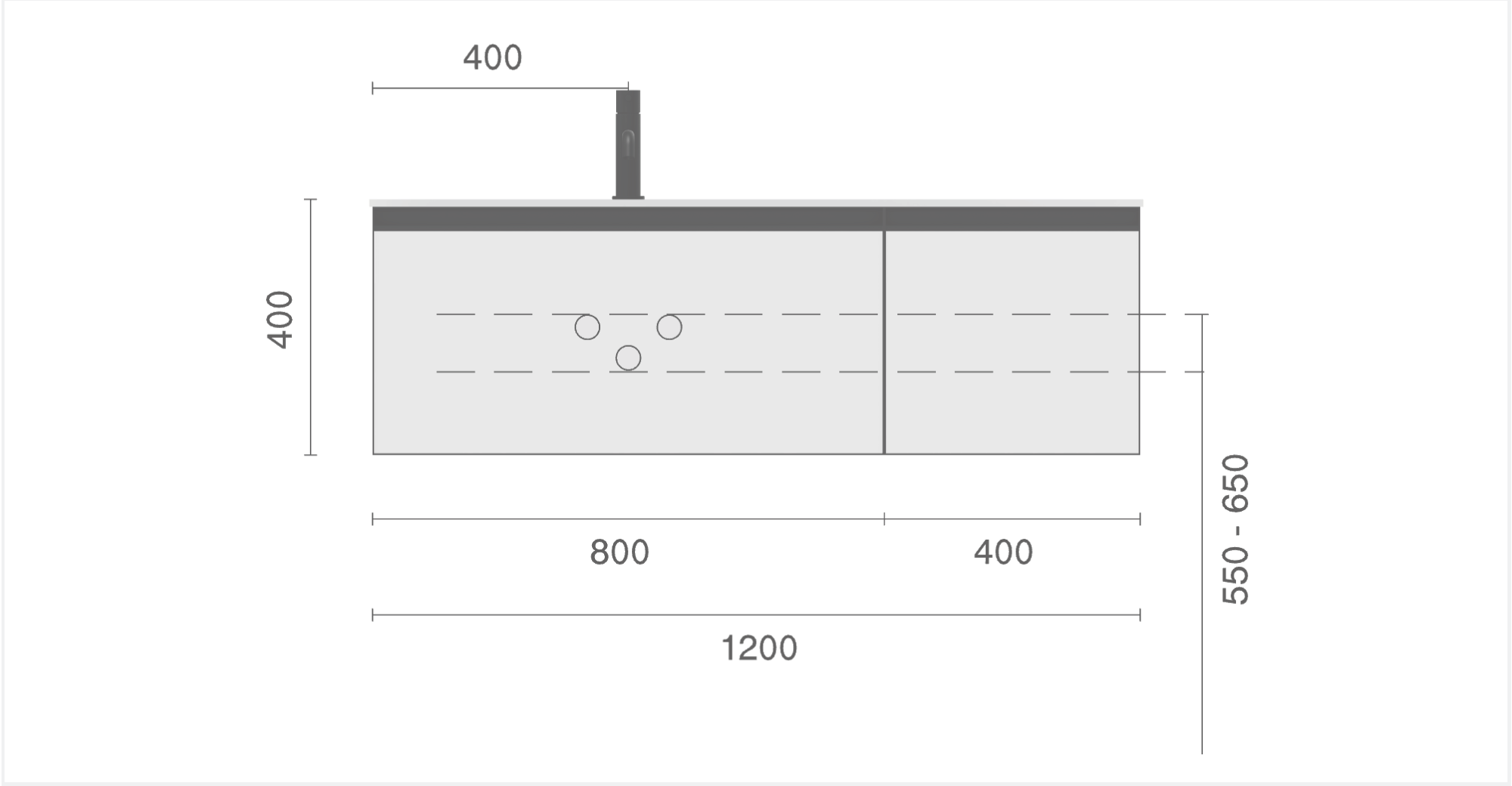 Quatro 2 120см (80+40) тумба cashmere профиль matt gold с подсветкой внутри