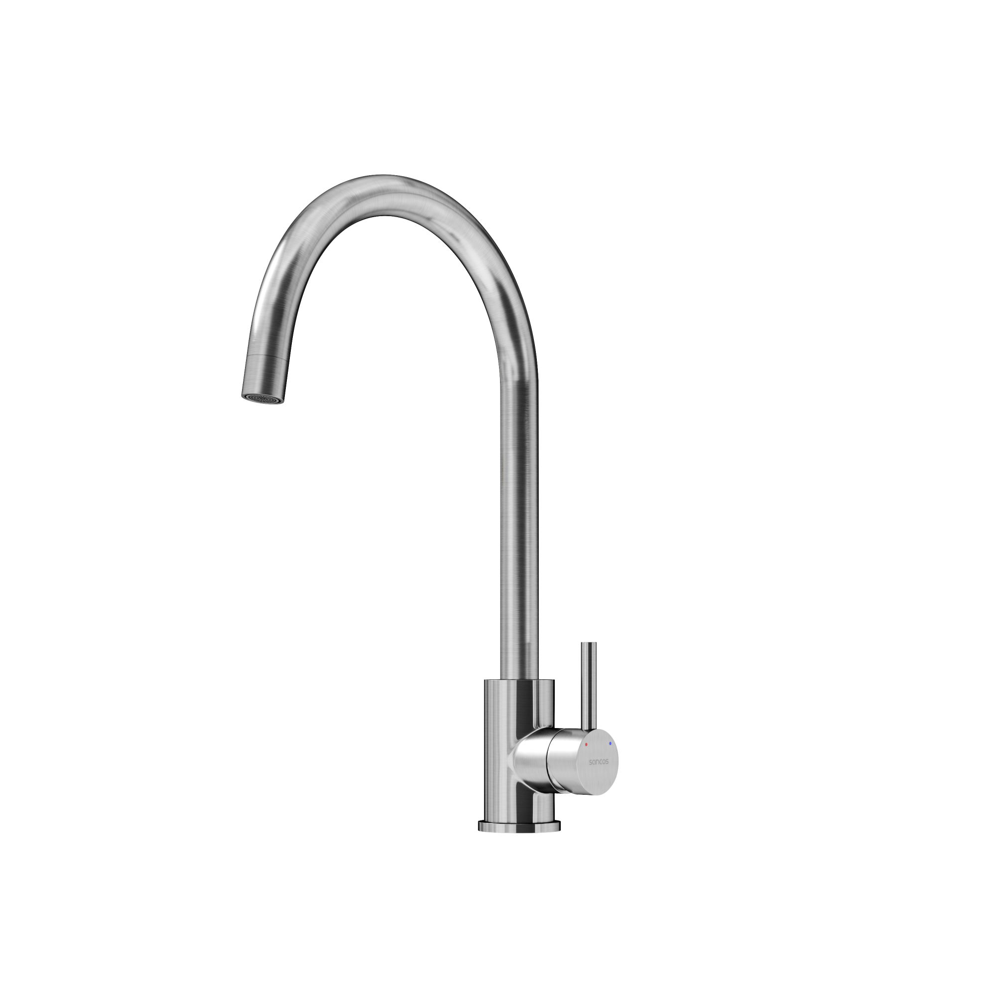 Смеситель для кухни из нержавеющей стали Sancos Stainless, с поворотным R изливом, арт SC12001SS