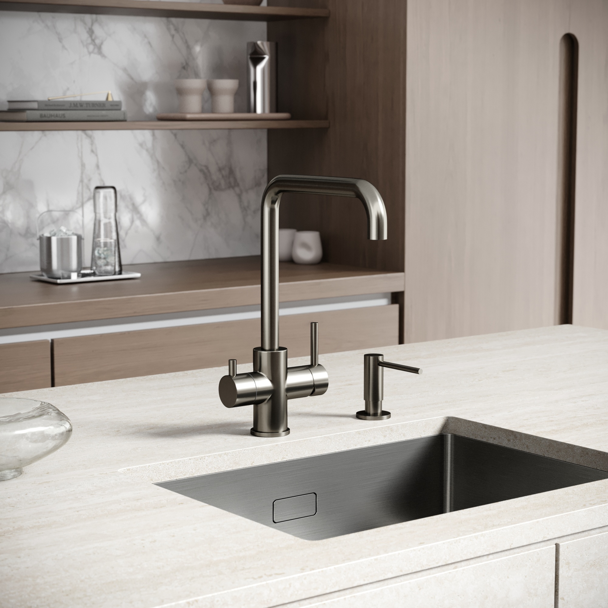 Смеситель для кухни SANCOS Vela с возможностью подключения фильтра для воды, цвет вороненая сталь, арт. SC4013GG