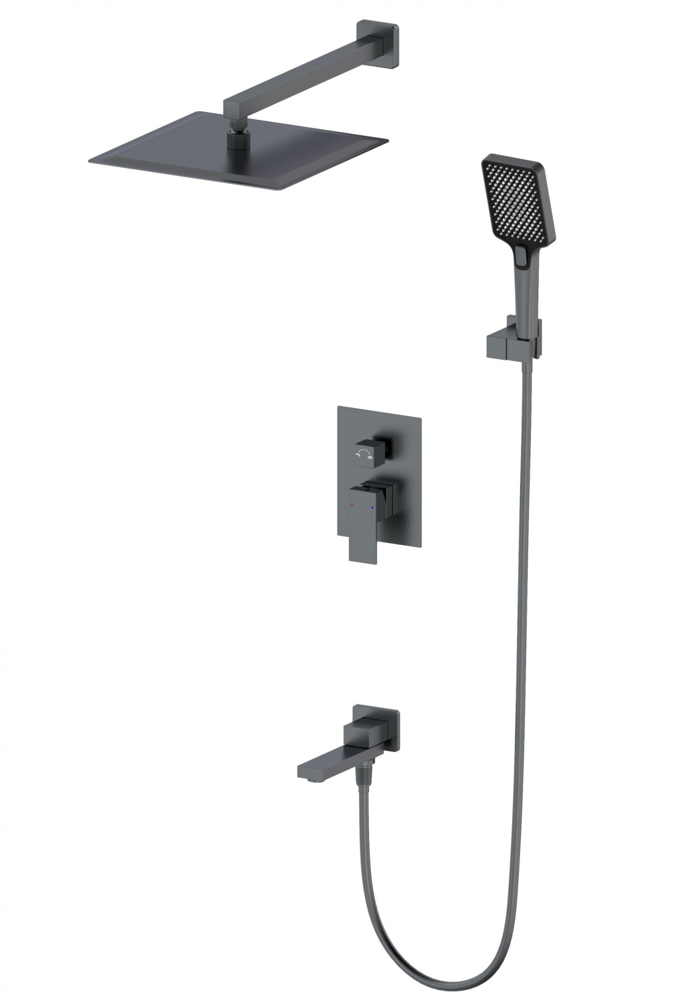 Душевая система встраиваемая wonzon & woghand cube, темный графит (ww-88939016-bgm)
