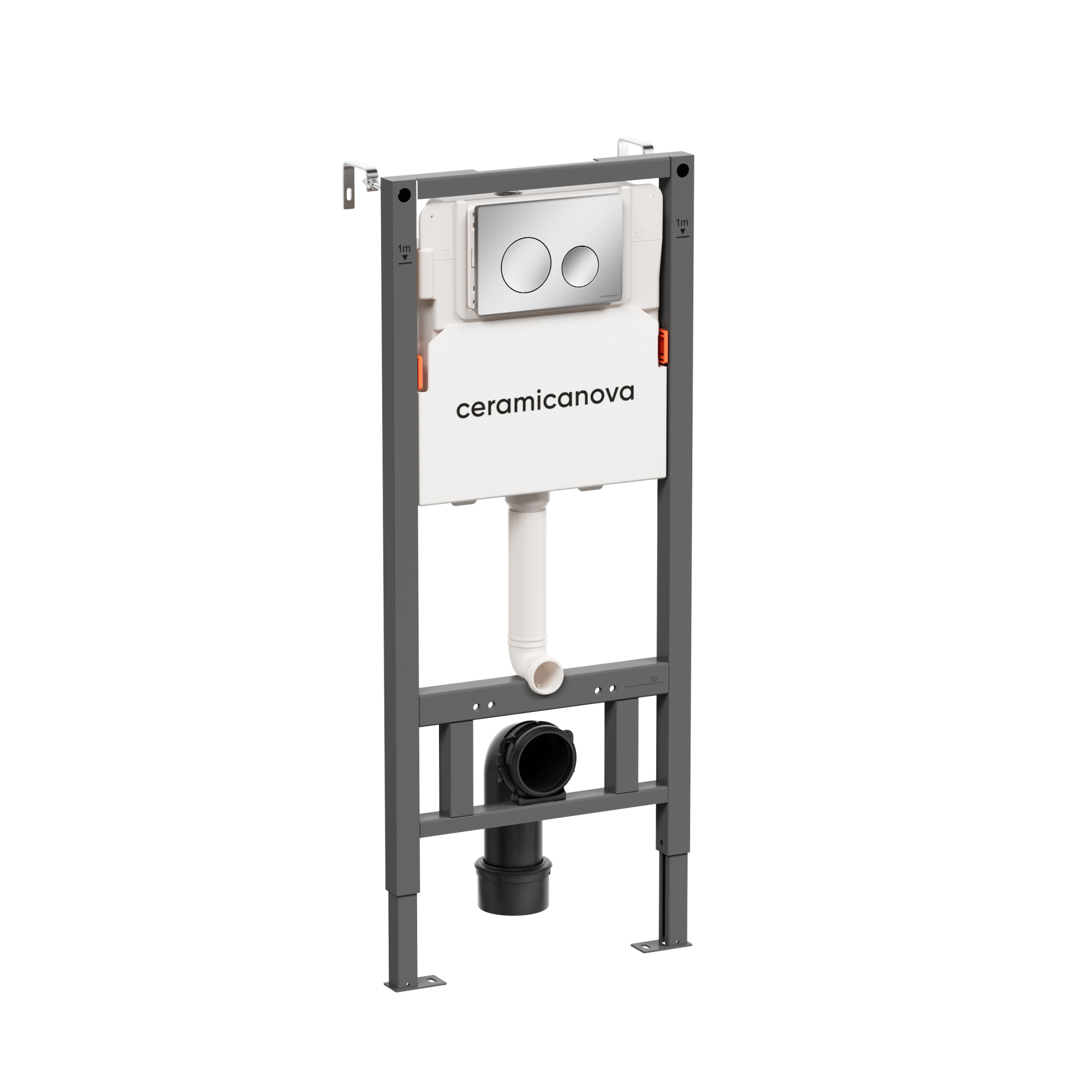 Система инсталляции для унитазов ceramicanova balance с кнопкой смыва circle, цвет хром глянцевый, с креплениями, арт. cn121001ch