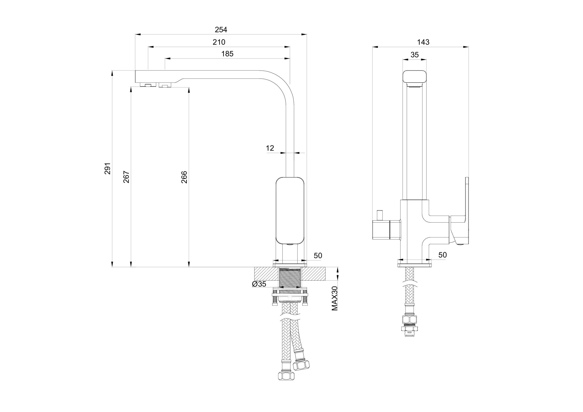 Смеситель для кухни с подключением фильтра wonzon & woghand, темный графит (ww-88458004-bgm)