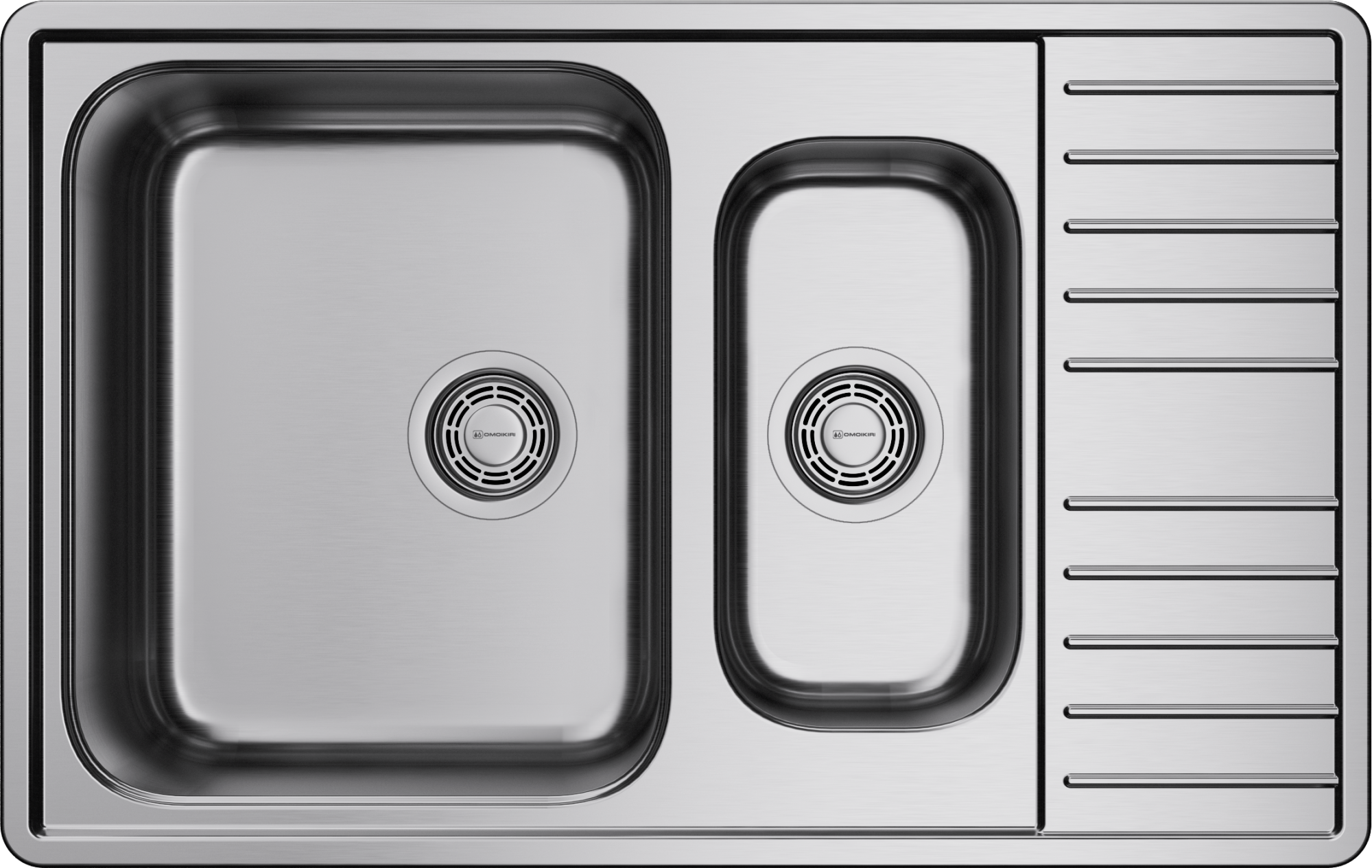 Кухонная мойка omoikiri sagami 79-2-in нерж. сталь/нержавеющая сталь 790 x 500 x 180