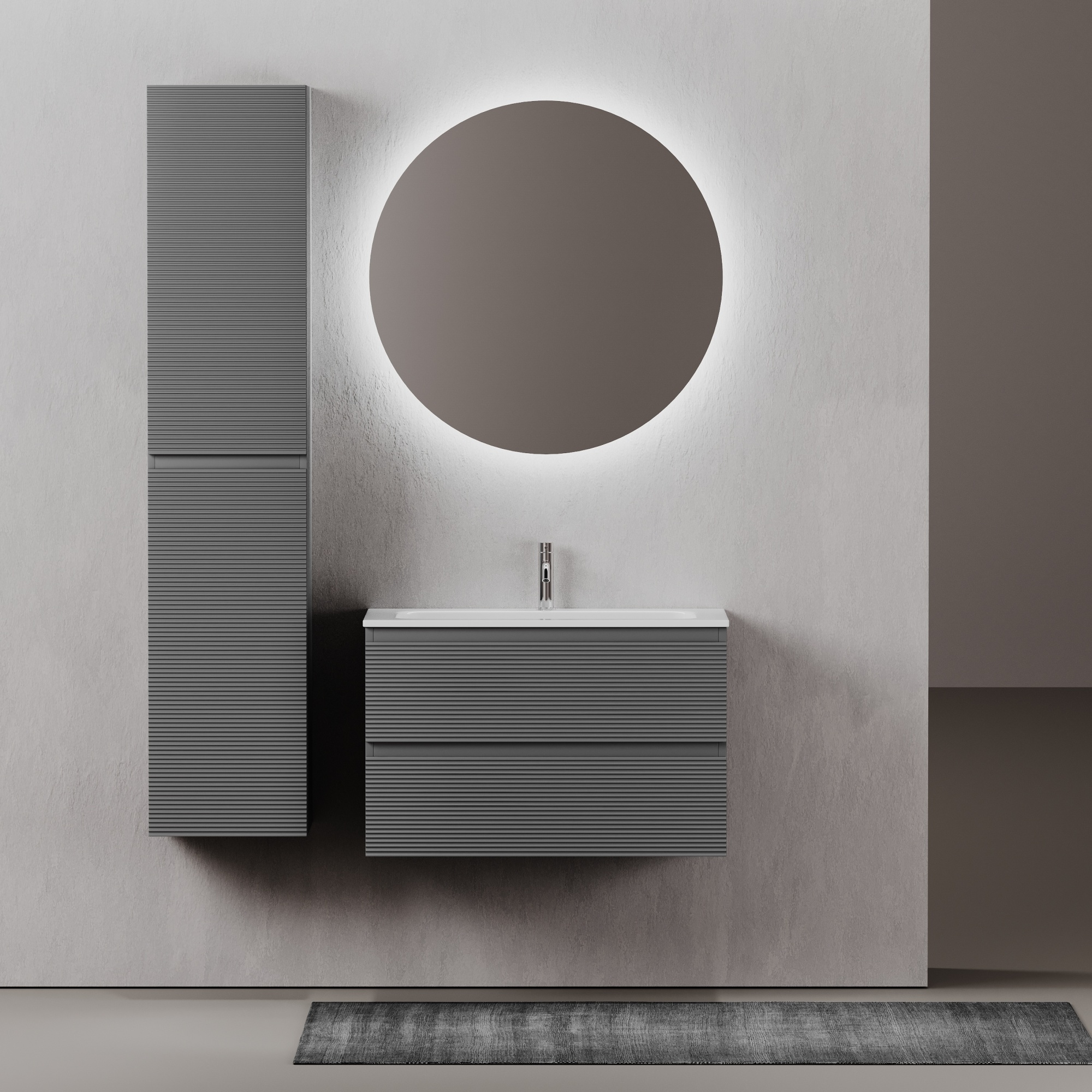 Тумба подвесная sancos folk 790х445х500, c двумя ящиками оснащенными доводчиками, grey soft, арт.fl80gs