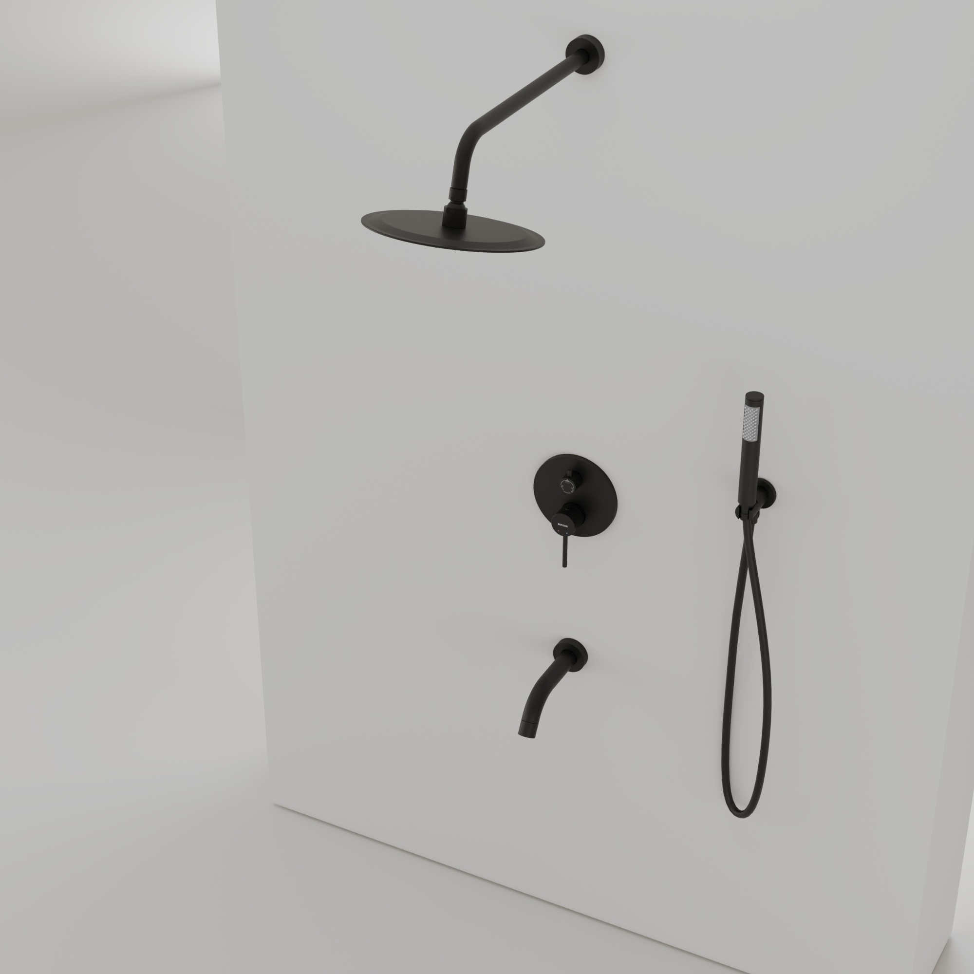 Душевой комплект sancos select встраиваемый для душа, цвет черный матовый, арт. sc3004mb