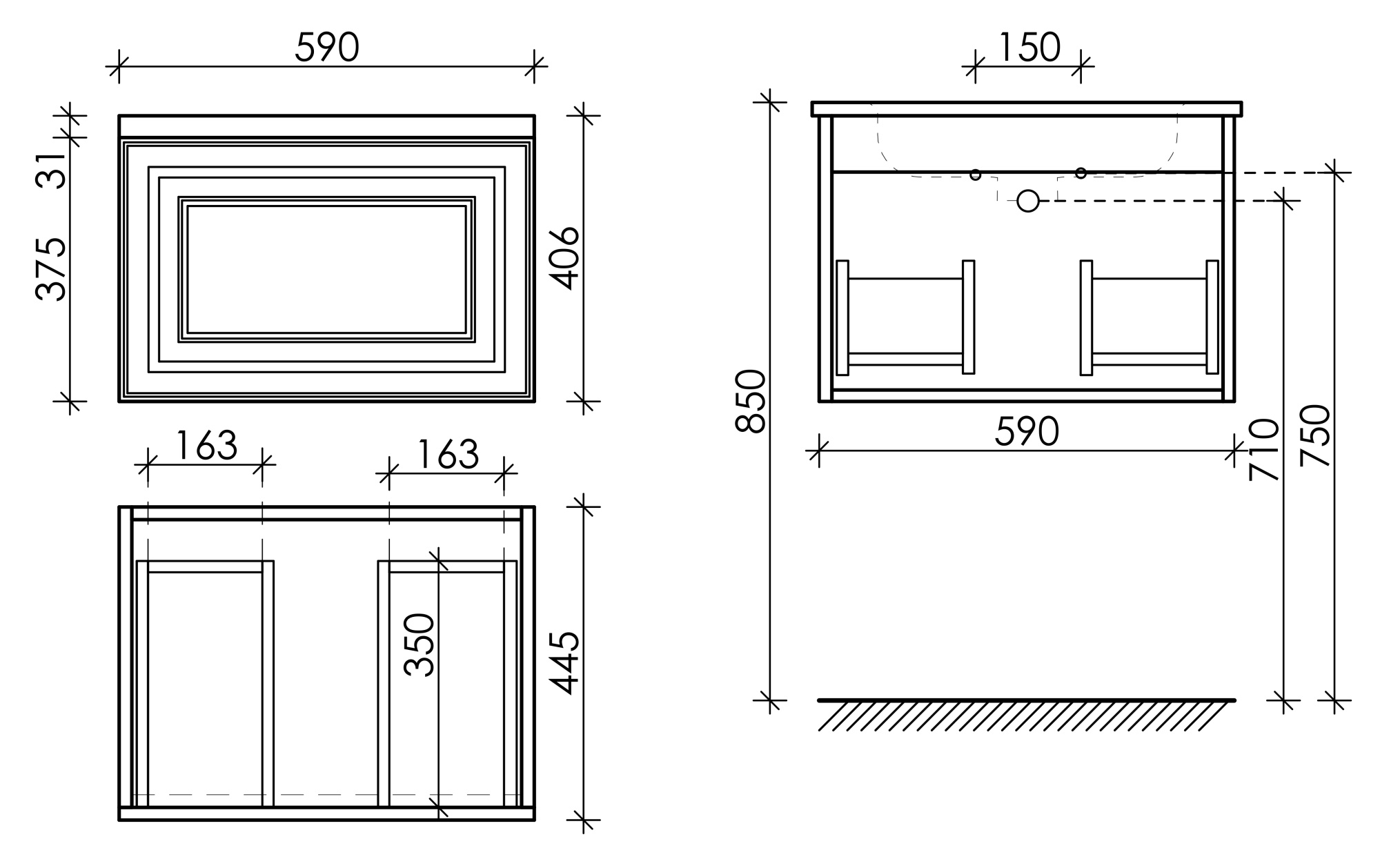 Тумба подвесная sancos very 590х445х406, c одним  ящиком оснащенным доводчиками, beige soft , арт.vr60ce