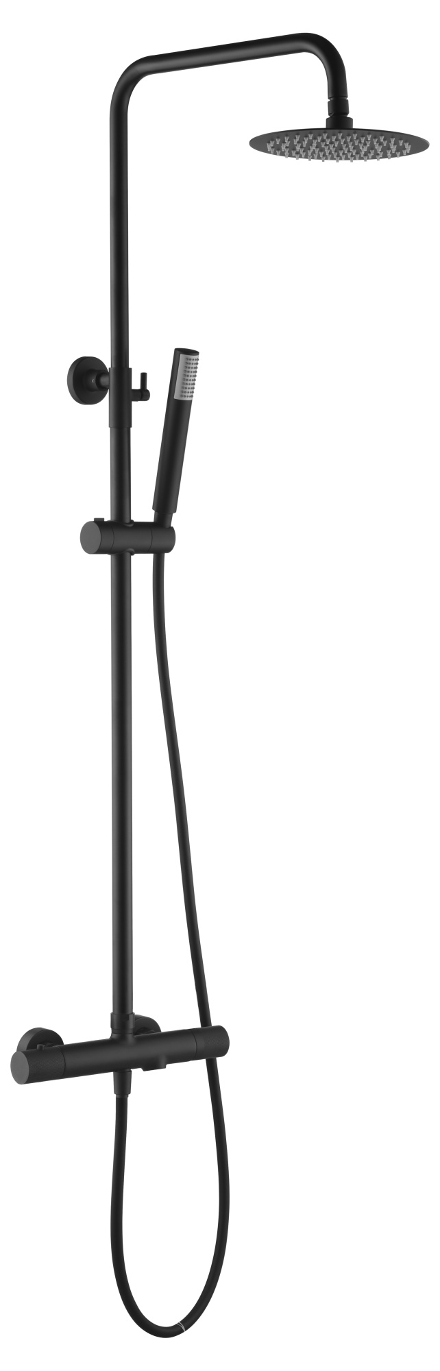 Душевая система термостатическая настенная для ванны/душа с изливом верхним душем и лейкой imex line btd038-b/ng matt black