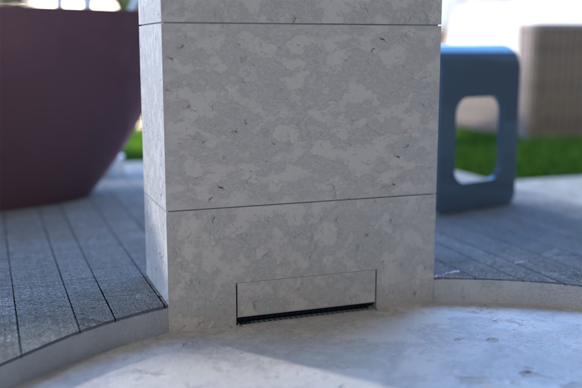 Трап 35 см, пристенный, решетка под плитку, гидрозатвор, abs, горизонтальный выход omp tea intramura 975.102.8