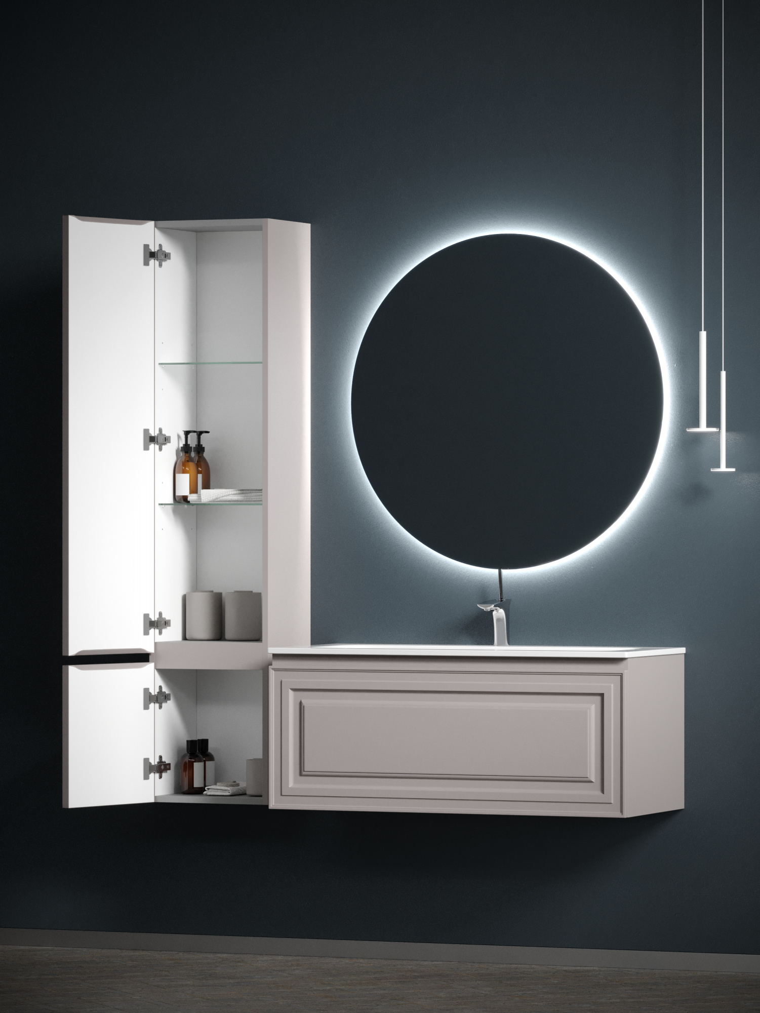 Шкаф-пенал sancos very подвесной левый,  doha soft , 350х300х1600 мм, арт. pvr35lsm