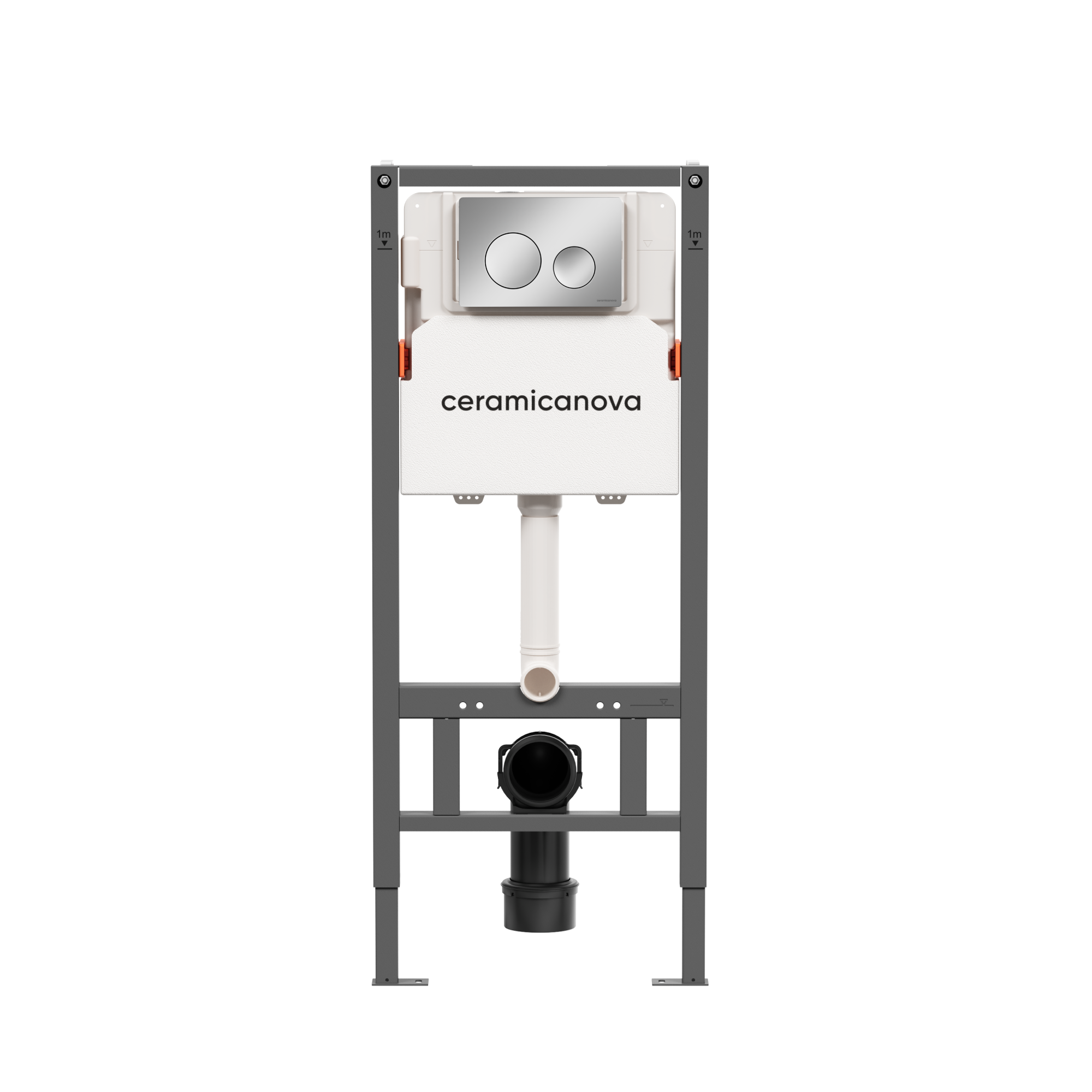 Система инсталляции для унитазов ceramicanova balance с кнопкой смыва circle, цвет хром глянцевый, с креплениями, арт. cn121001ch