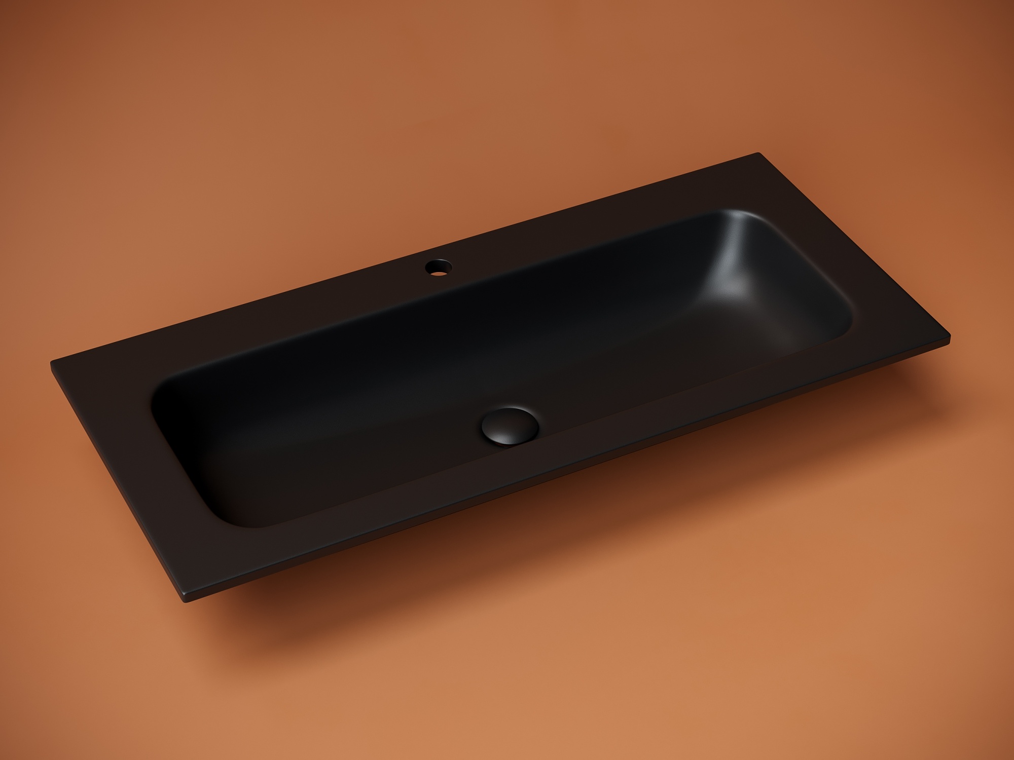 Раковина накладная grace прямоугольная с отверстием под смеситель, 1010*457*137 мм, цвет черный матовый, арт. cn7013mb