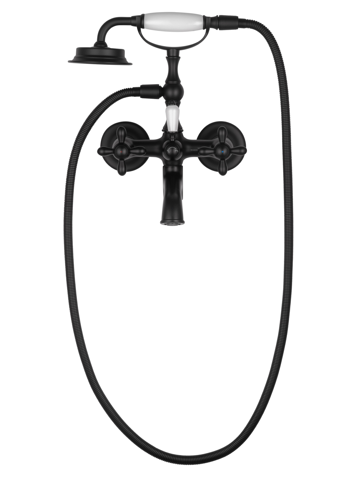Смеситель для ванны с душем wonzon & woghand retro, черный матовый (ww-88639020-mb)