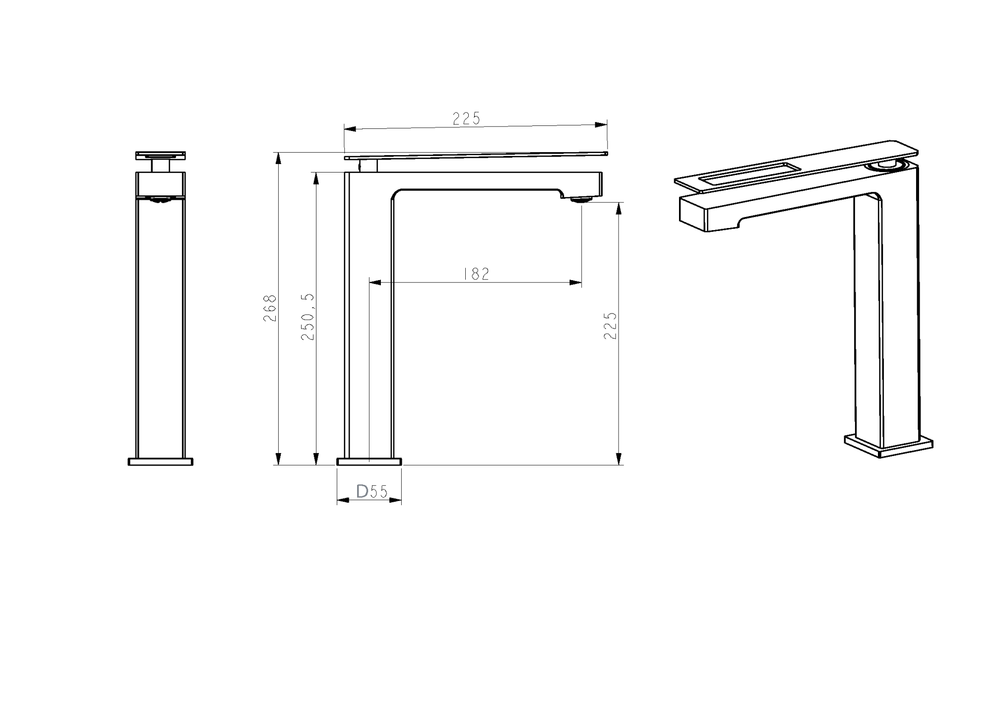 Смеситель для раковины высокий boheme q 142-gcr золото/хром