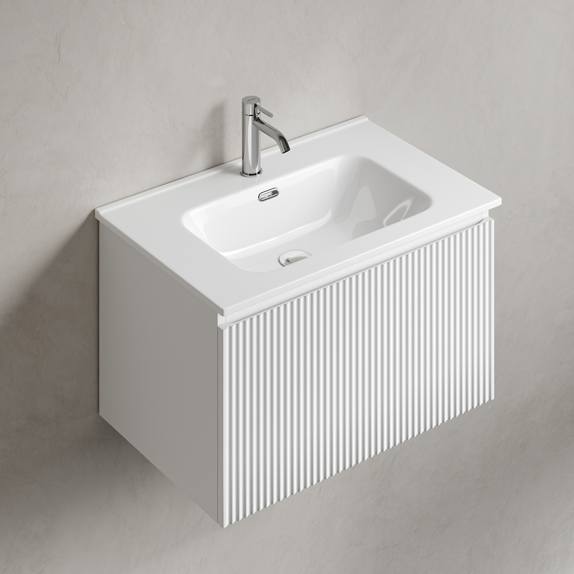 Тумба подвесная SANCOS Snob R 1.0 690х445х406, c одним ящиком оснащенным доводчиками Bianco, арт. SNR1.070W