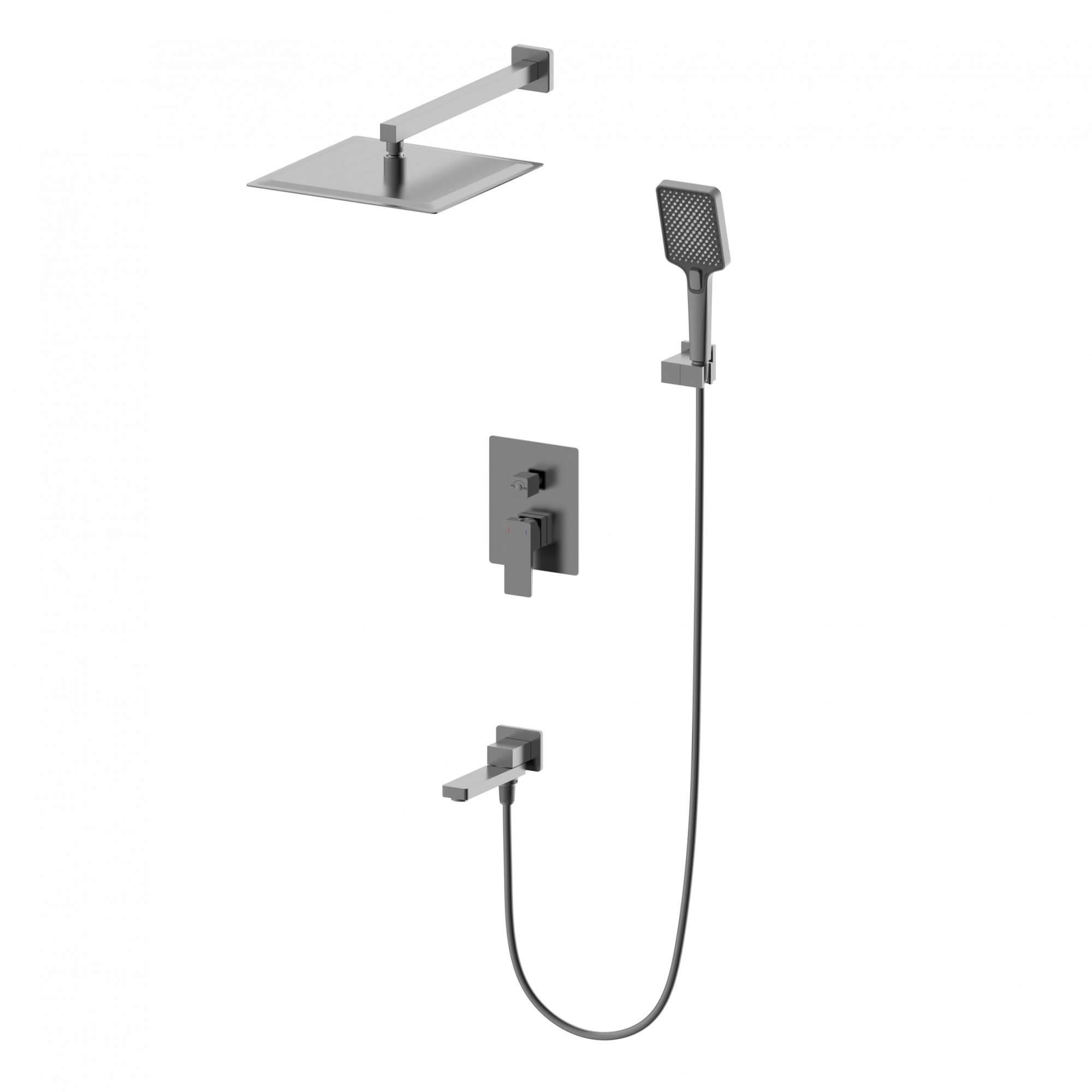 Душевая система встраиваемая wonzon & woghand cube 2.0, темный графит (ww-88939068-bgm)