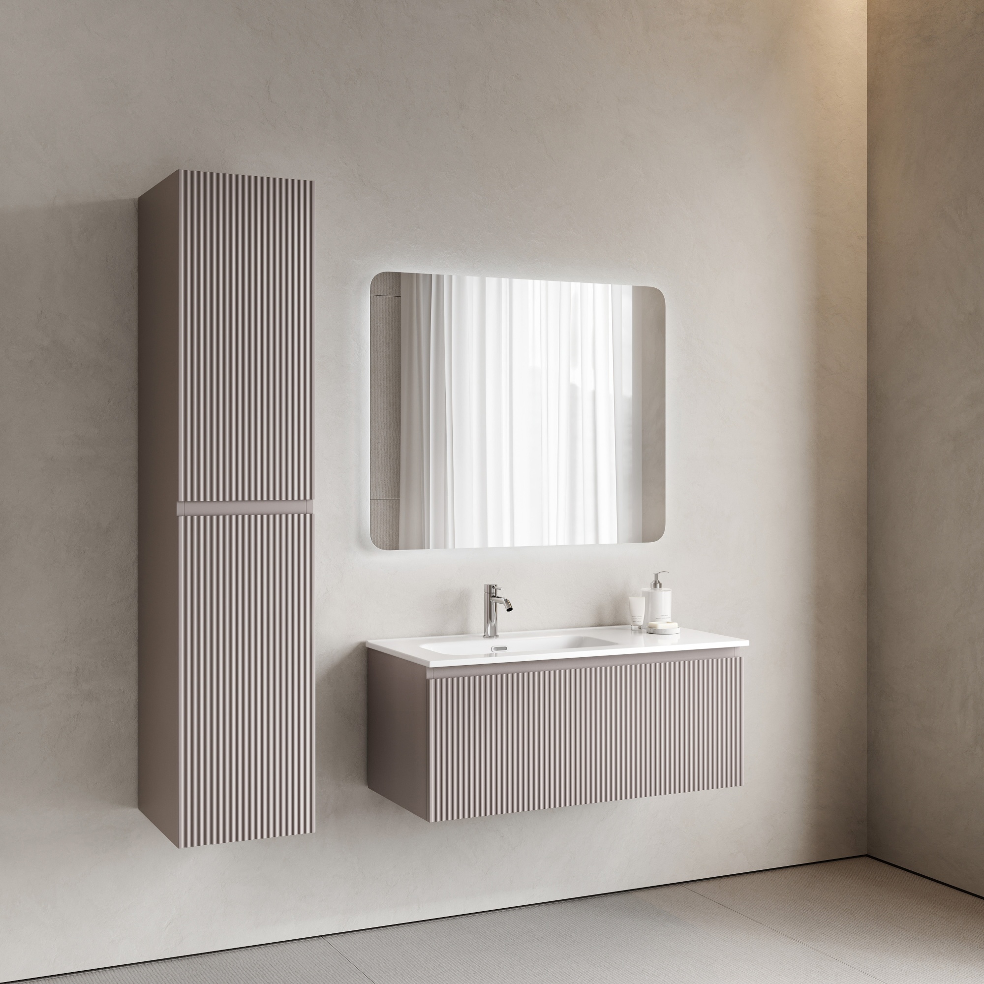 Тумба подвесная SANCOS Snob R 1.0 995х445х406, c одним ящиком оснащенным доводчиками, Doha Soft , арт.SNR1.0100LSM