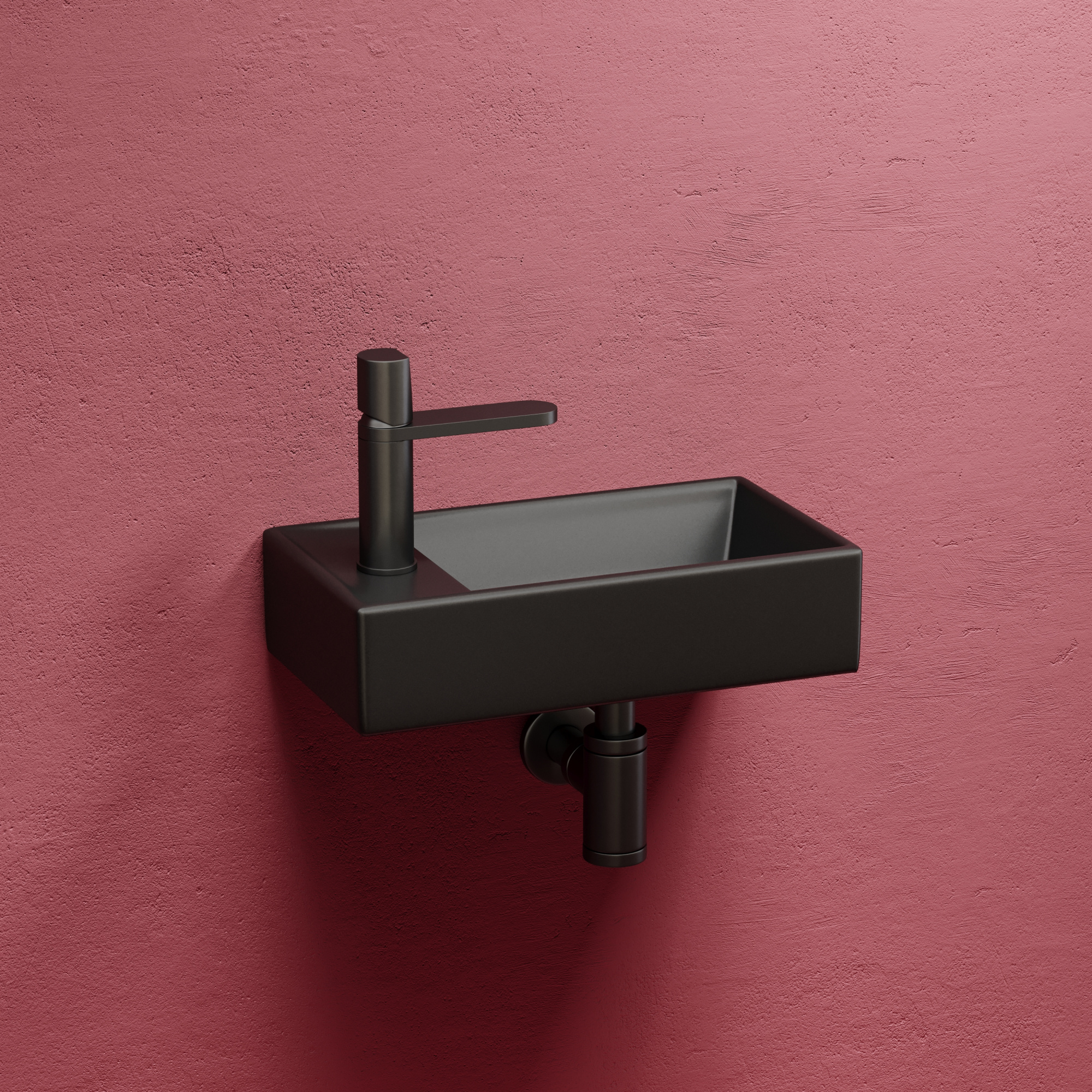 Умывальник подвесной прямоугольный (чаша справа, отверстие под смеситель слева) цвет черный матовый element 407x217x100