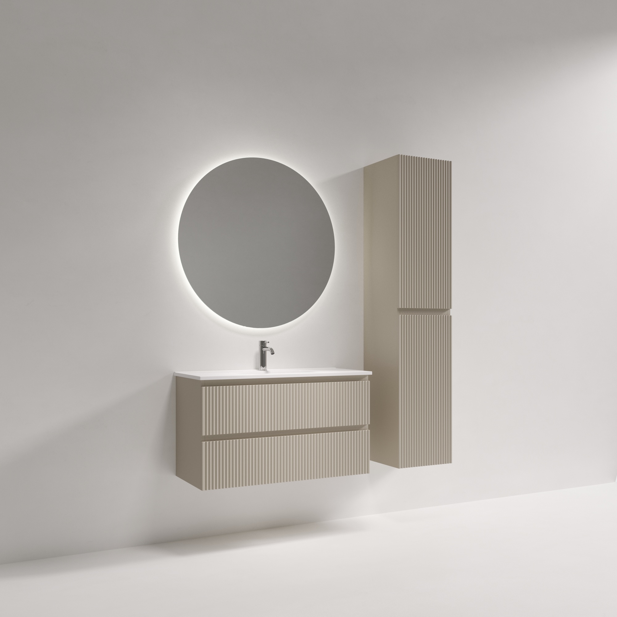 Тумба подвесная SANCOS Snob R 890х390х500, c двумя ящиками оснащенными доводчиками, Beige Soft , арт.SNR90/39CE