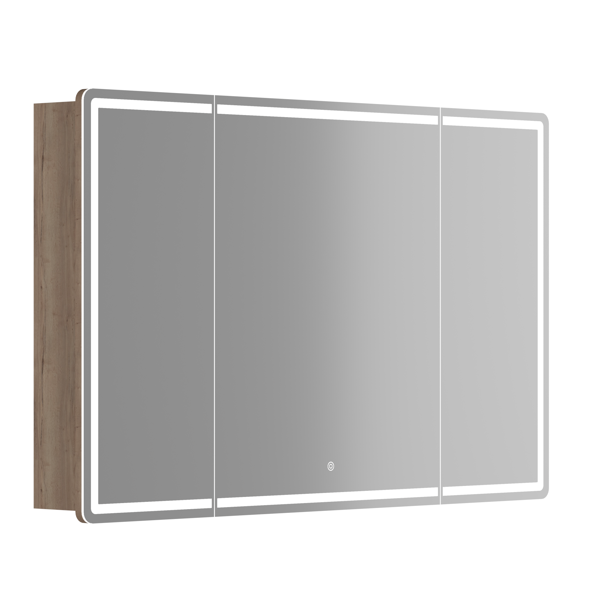 Зеркальный шкаф для ванной комнаты sancos mirror 1190x150х740 мм, с led подсветкой, цвет дуб галифакс натуральный, арт. mi120eg